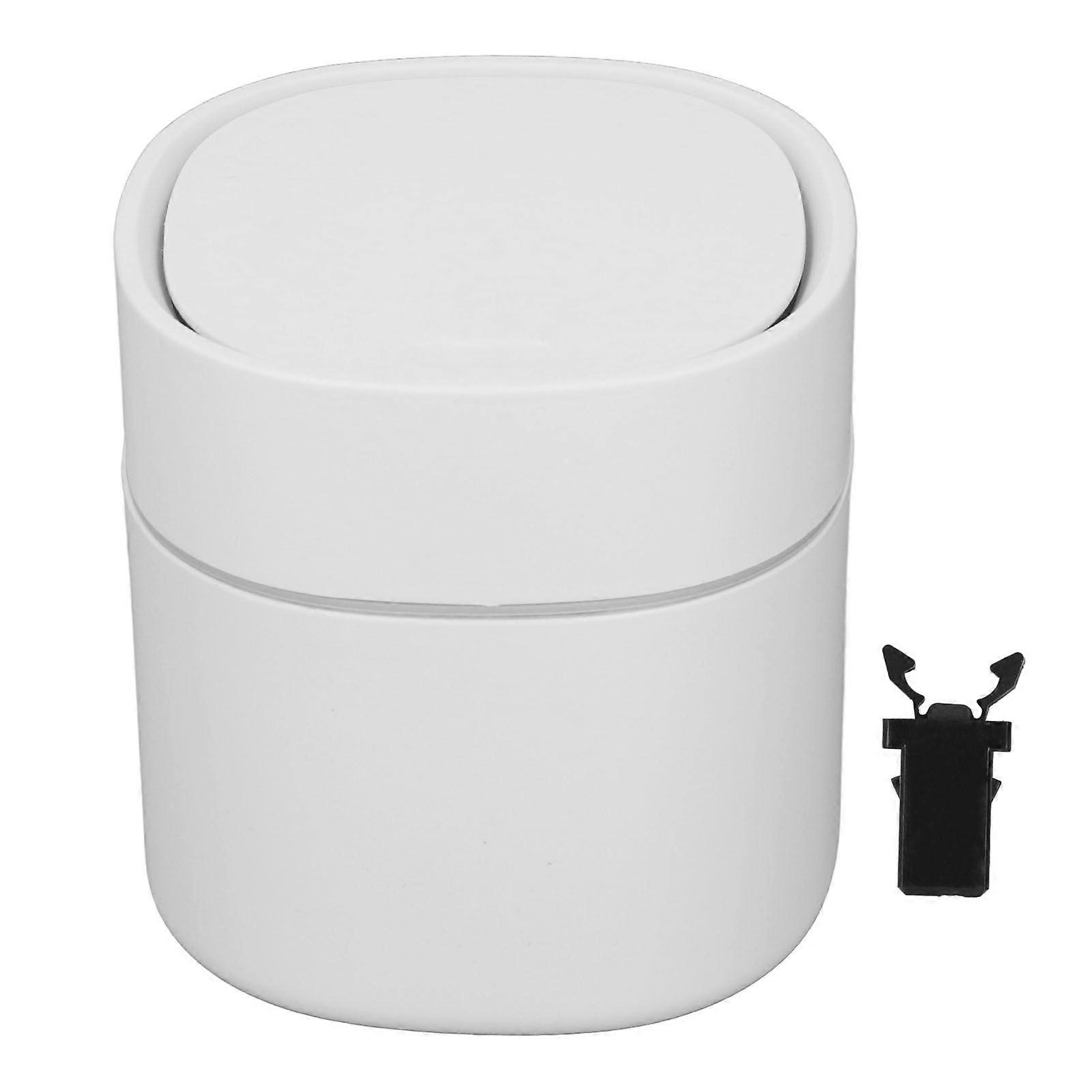 Mini Desktop Trash Can ,Press Type Garbage Bin with Spring Lid for Coffee Table Dressing Table Desktop Countertop ,White