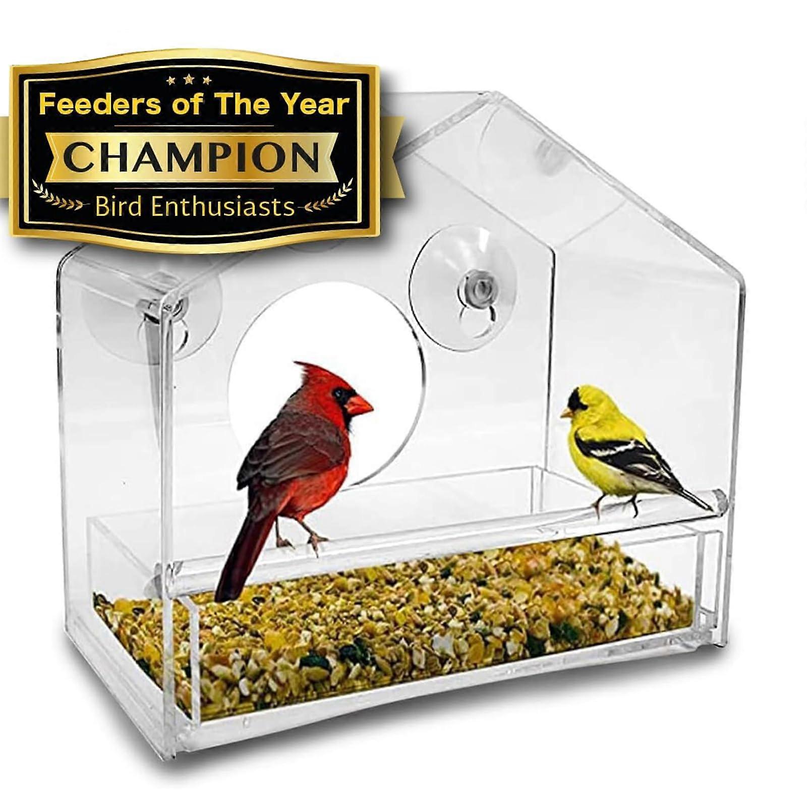 Acrylic clear bird feeders Window Viewing Sliding Tray Easy To Clean Air-Resistant