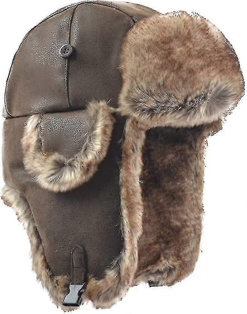 Russian Ushanka Cossack Trooper Trapper Aviator Bomber Hat Fur Lined Earflap