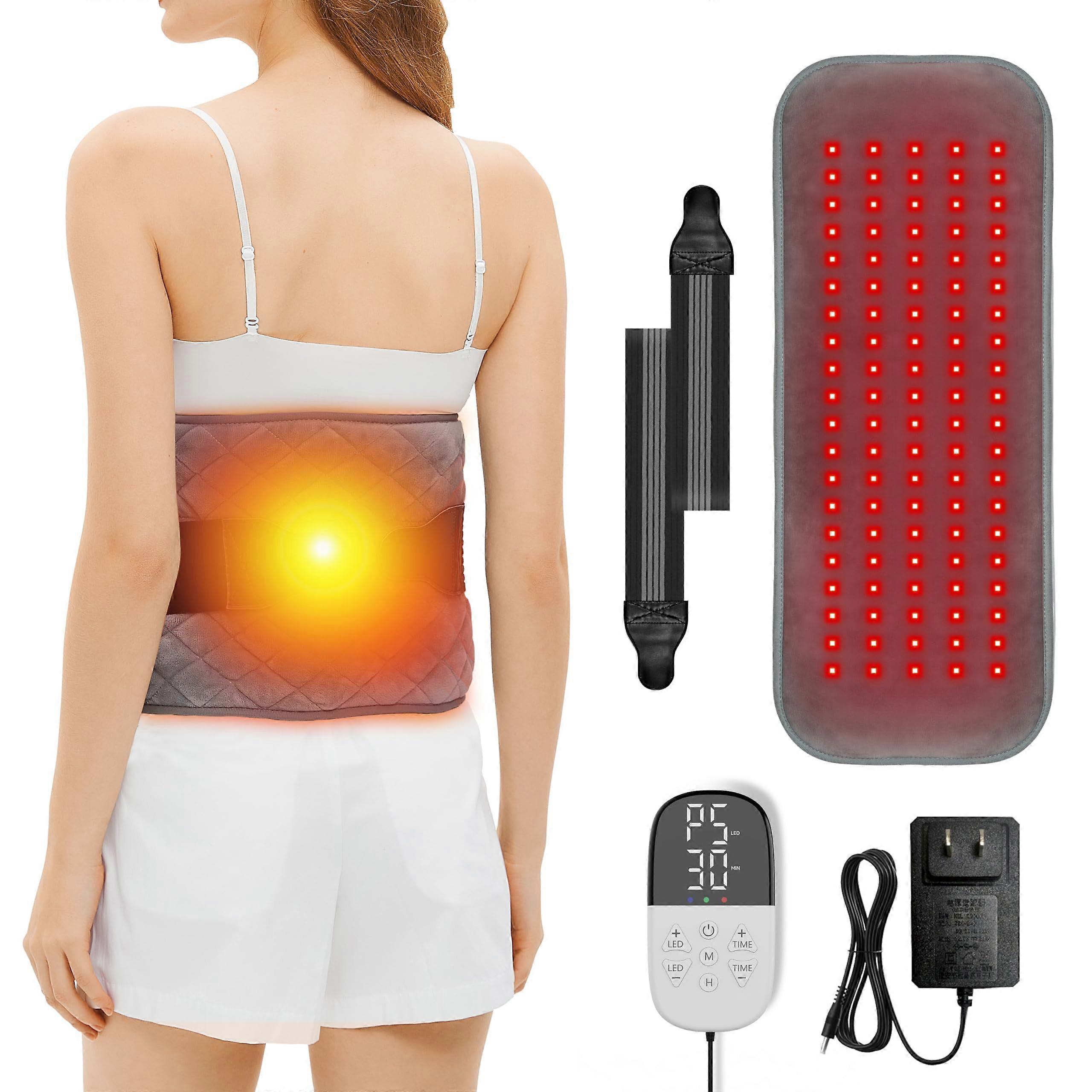 Red Light Therapy Heating Wrap Belt for Waist, Legs, and Arms with 660nm Red Light, 850nm Near Infrared, Adjustable Temperature and Brightness