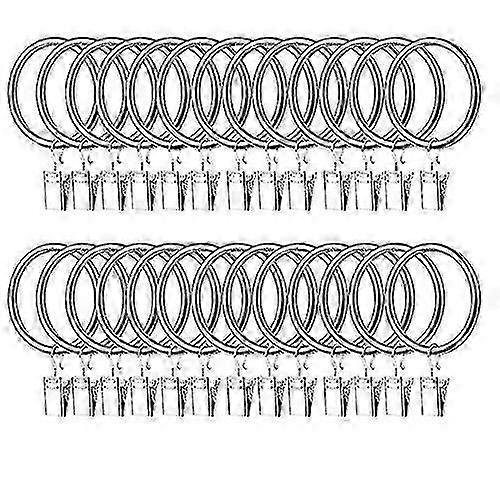 クリップが付いている50パックの金属のカーテン リングは25mmの内部の直径を引っ掛けます -