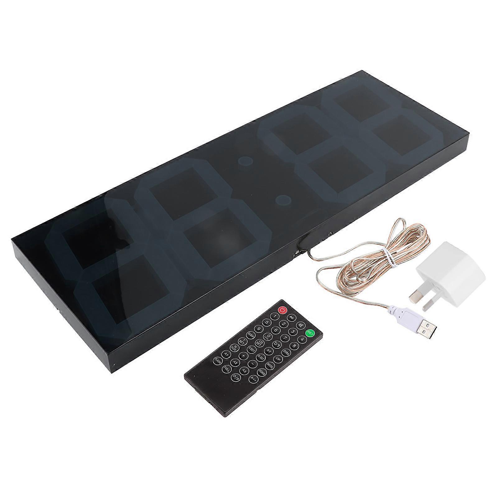 Acrylic LED Digital Wall Clock Large Display Modern Design Adjustable Brightness Alarm Function Remote Control White Numbers 100-240V Wall Moun
