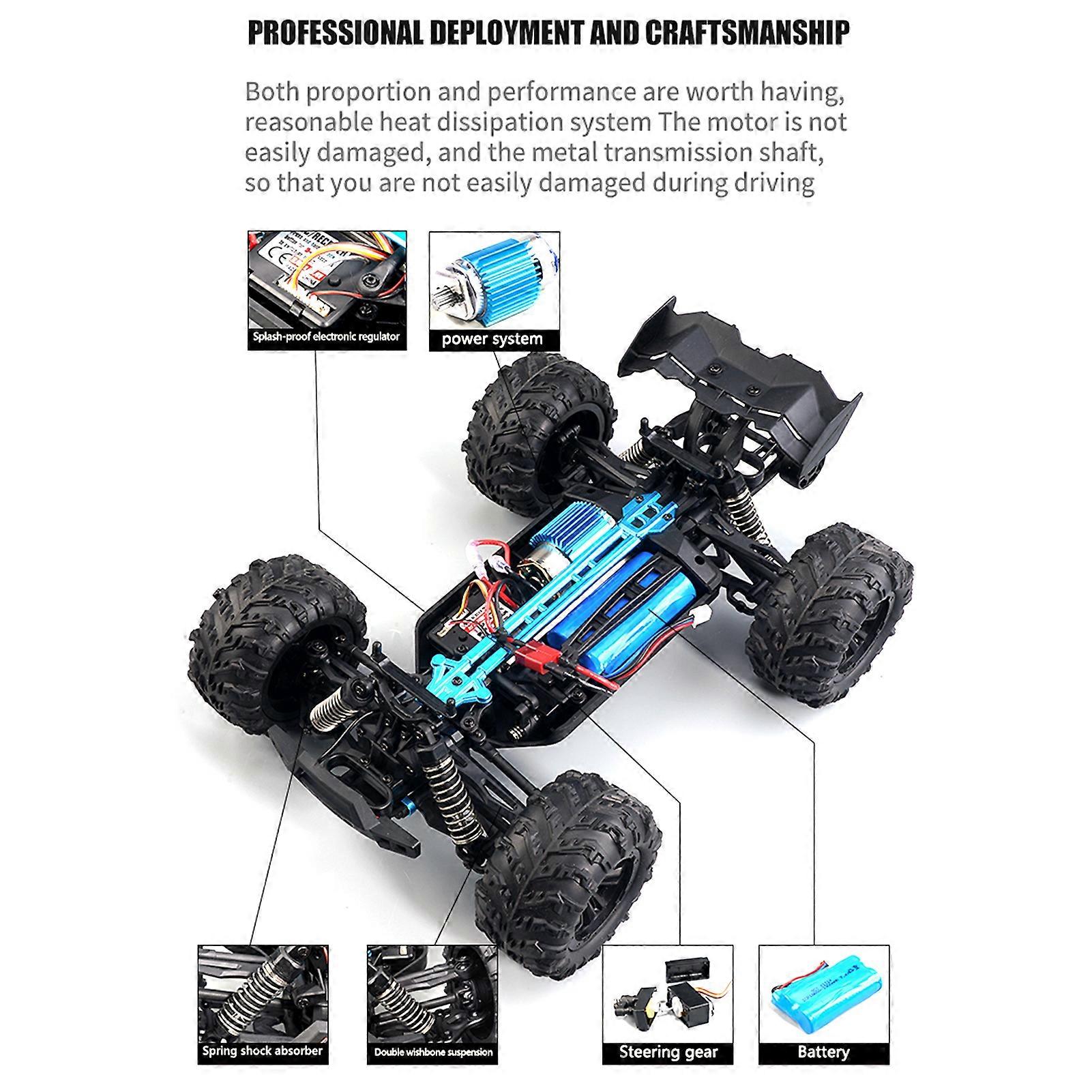 Off-road φορτηγό RC αυτοκίνητο υψηλής ταχύτητας 38km/h 1/16 2.4GHz αγωνιστικό αυτοκίνητο 4WD RTR παιχνίδι για τα αγόρια παιδιών