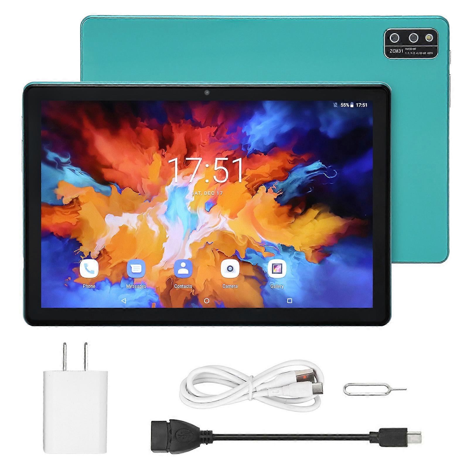 10.1in Smart Phone 5GWiFi 8GB 128GB Octa Core 8800mAh IPS Touch Screen HD Tablet for Android 11 Green