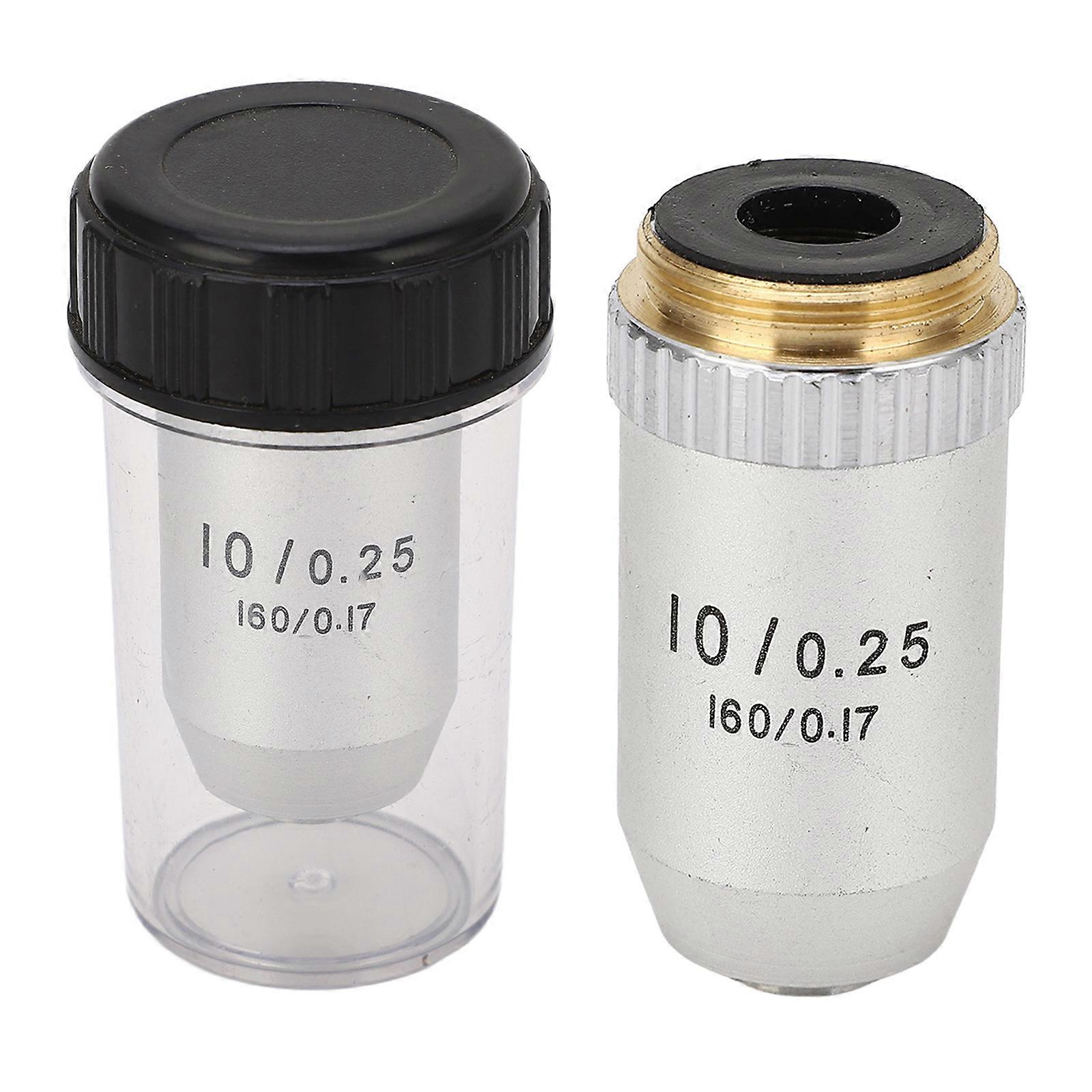 Achromatic Objective Lens 10X Brass Chrome Plated RMS Interface Microscope Objective Lens
