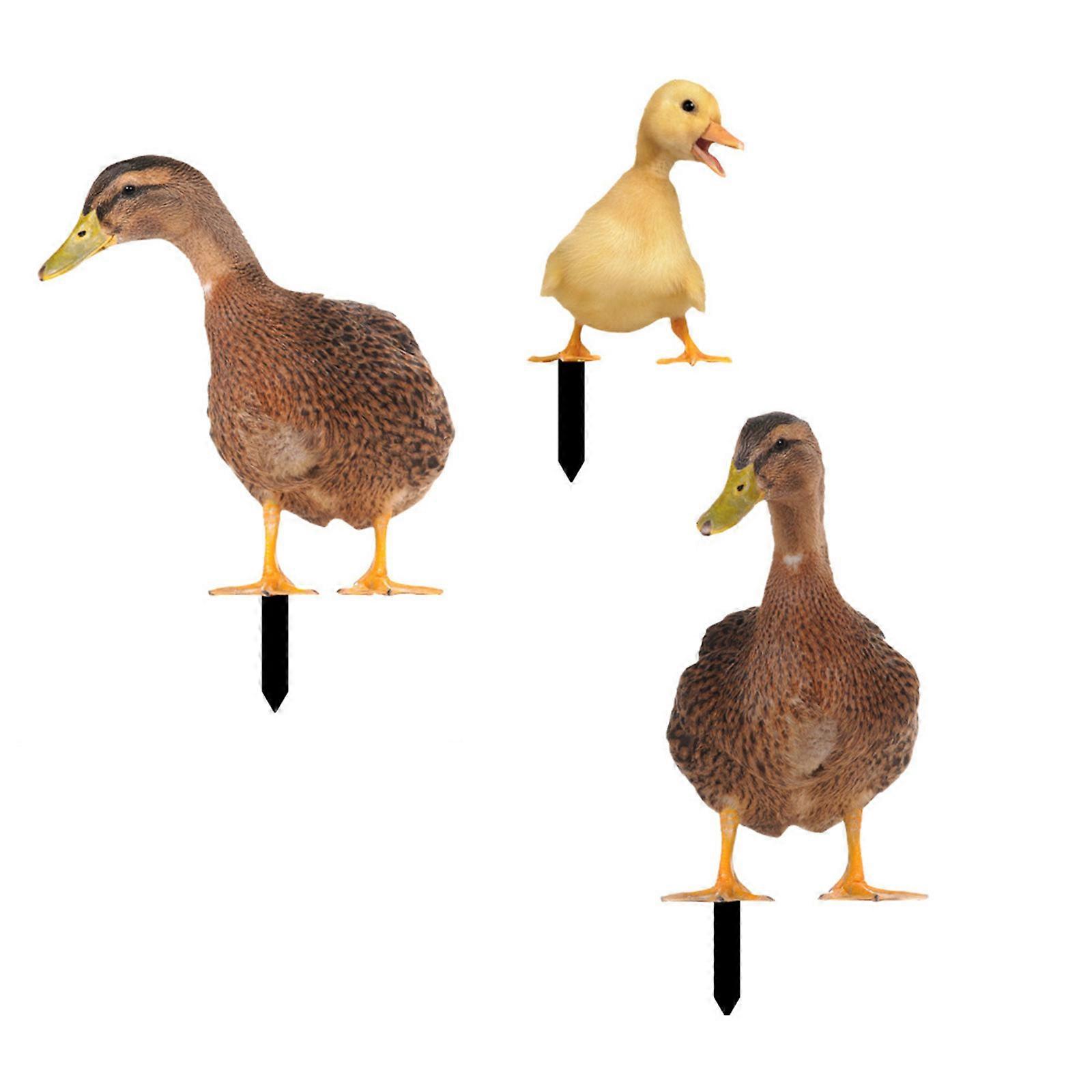 3個/セットアクリルダックガーデンステーク装飾看板装飾品中庭庭芝生の家の装飾のための芸術工芸品