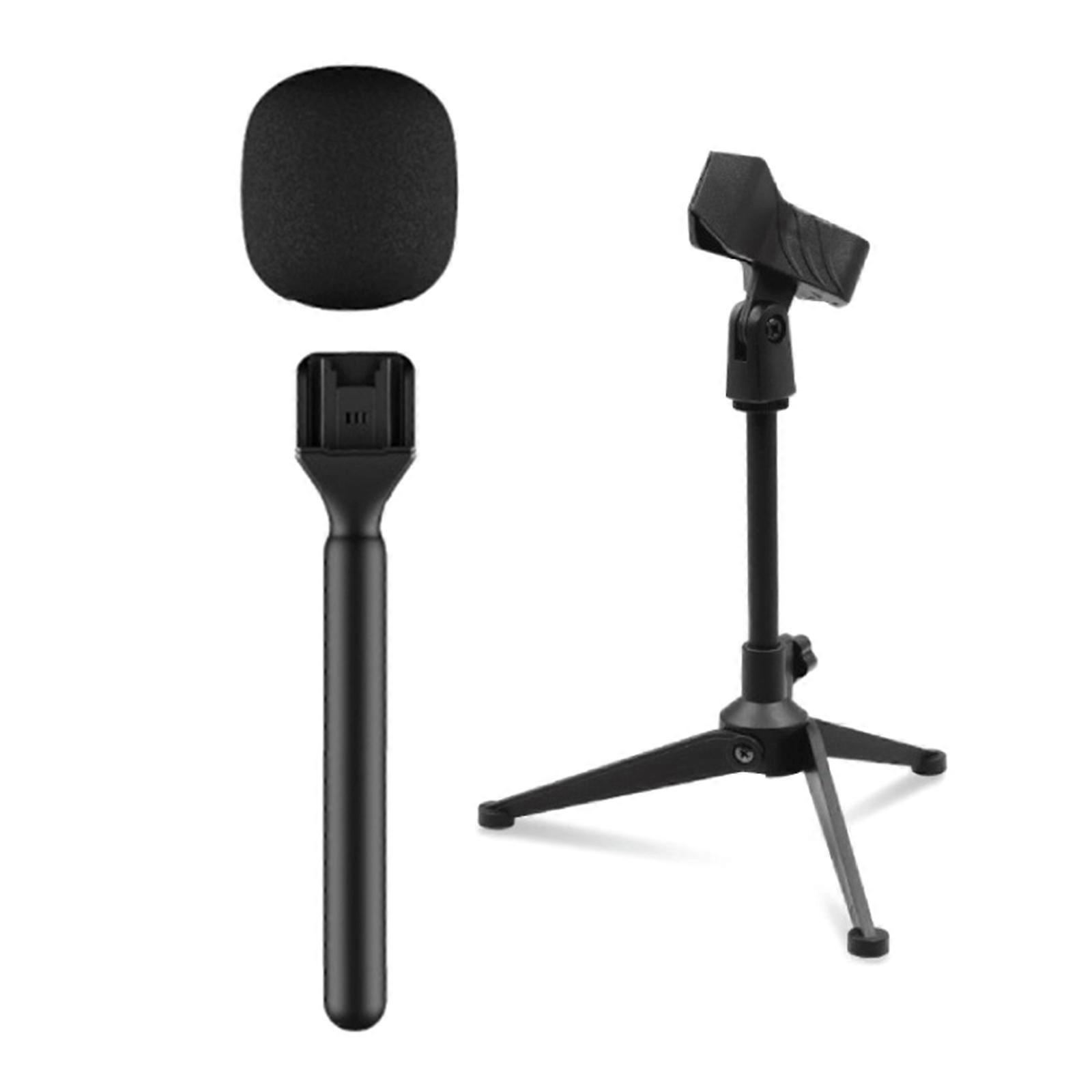 Wireless Microphone Handheld Stick with Windproof Sponge Cover & Metal Microphone Bracket for Mic/Rode Go/Relacart etc