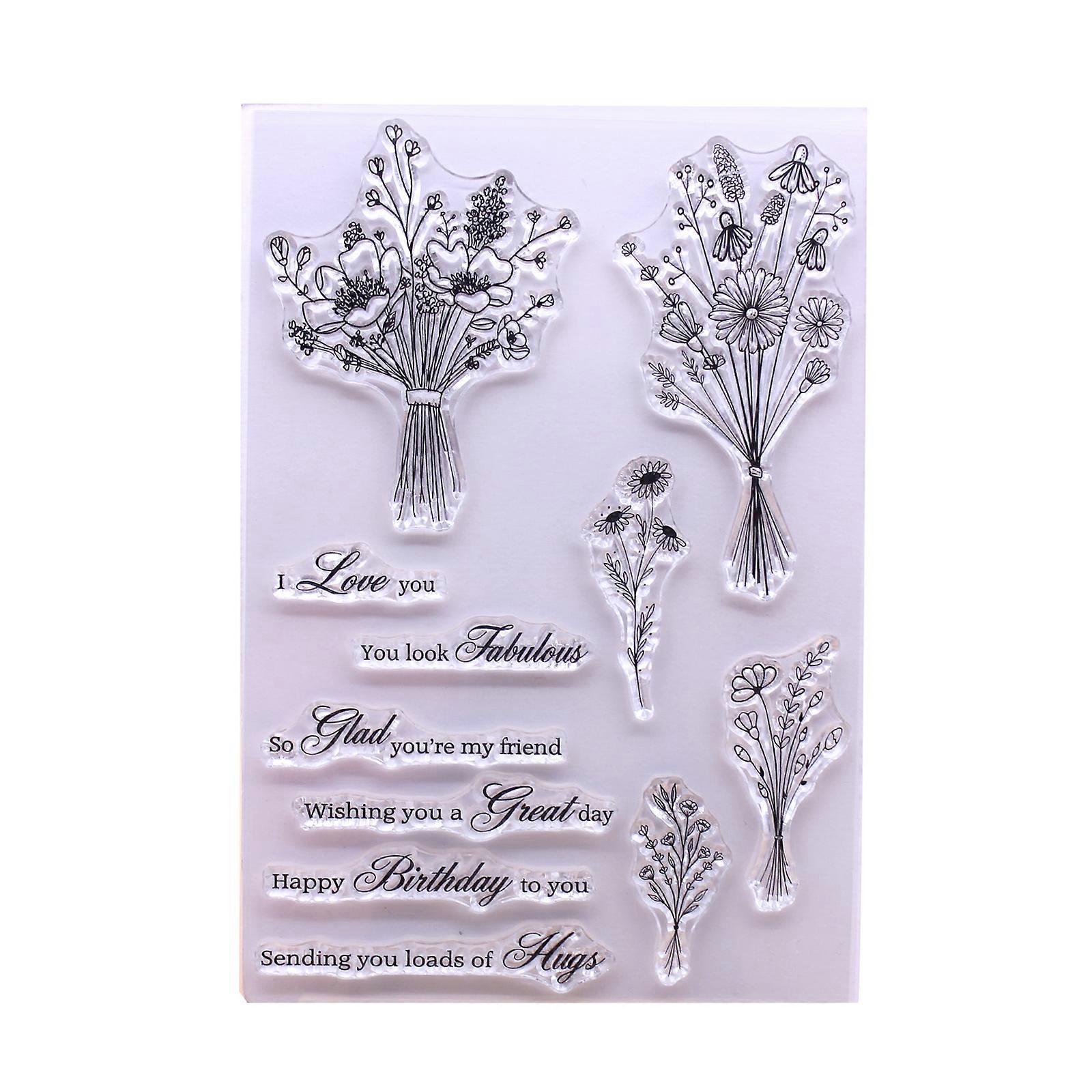 זרי פרחים מילות ברכה ברור חותמת חותם בעבודת יד הבלטות דקור להכנת כרטיסים DIY רעיונות דקור ססגוניות