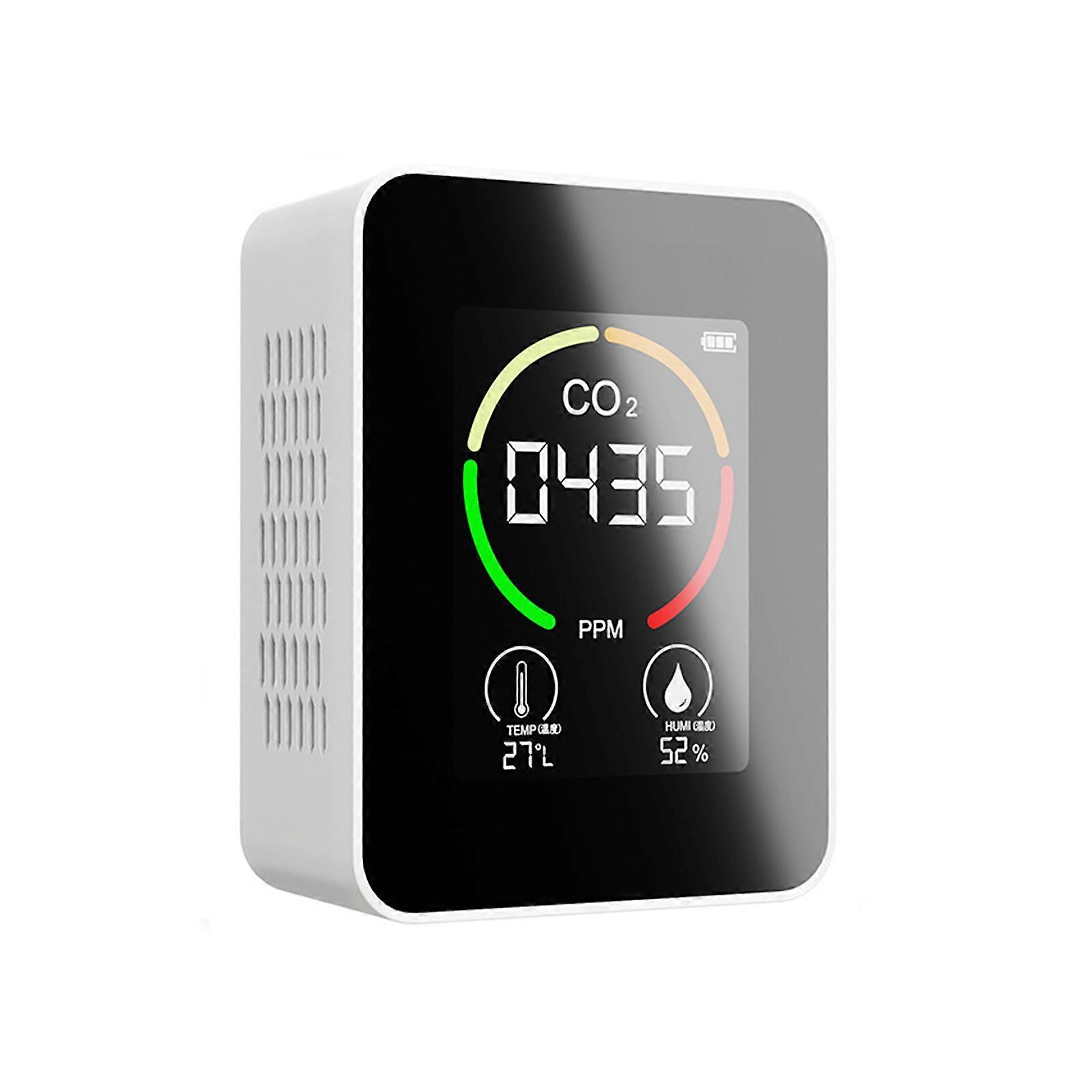 CO-2 Monitor 3-IN-1 Carbon Dioxide Detector Multifunctional Air Quality Monitor Detection Range 400-5000 ppm for Home  White