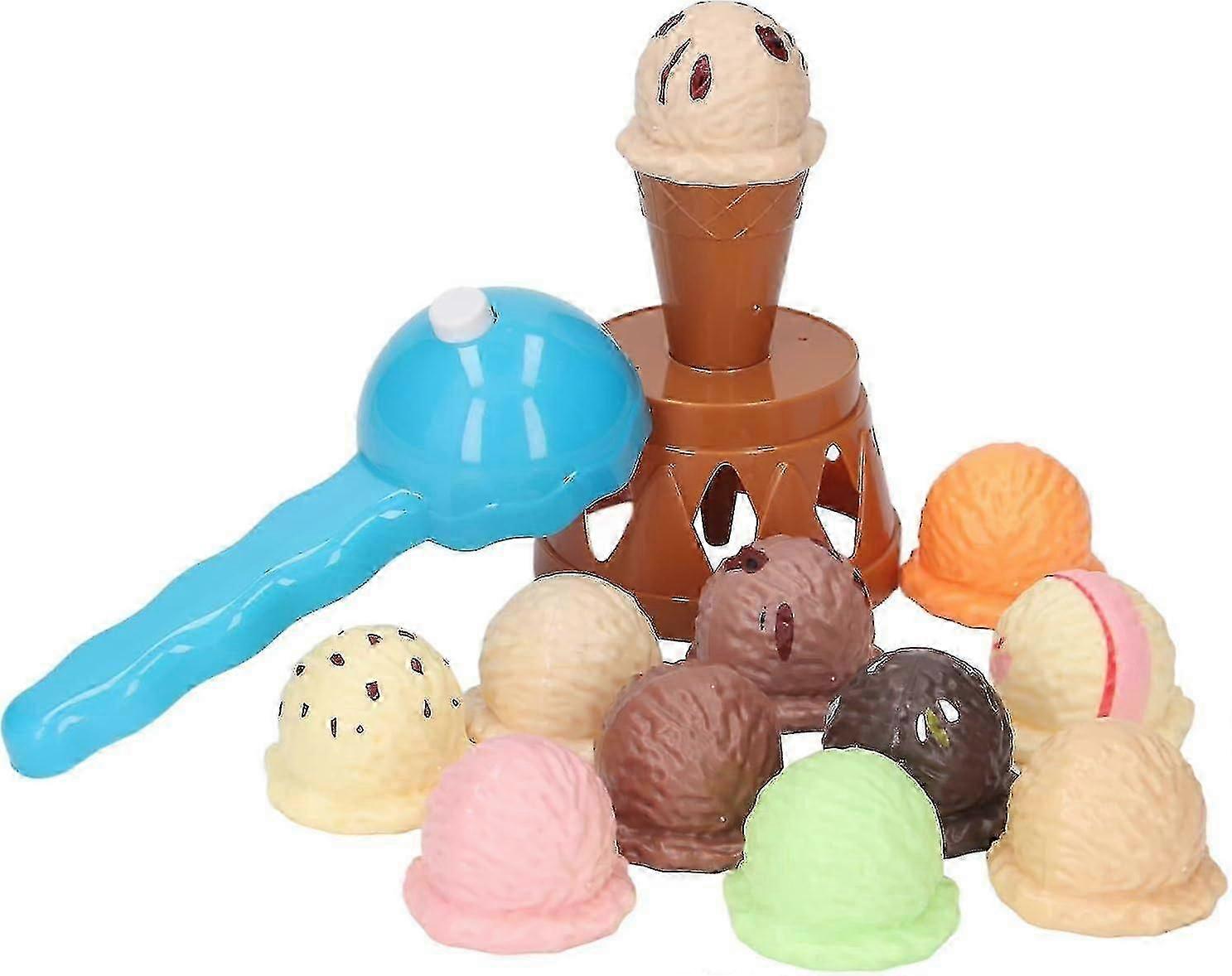 Ice Cream Game Set, Improve Fine Motor Skill Ice Cream Cone Game Early Educational Pretend Play Food Stacking Balancing For Desktop