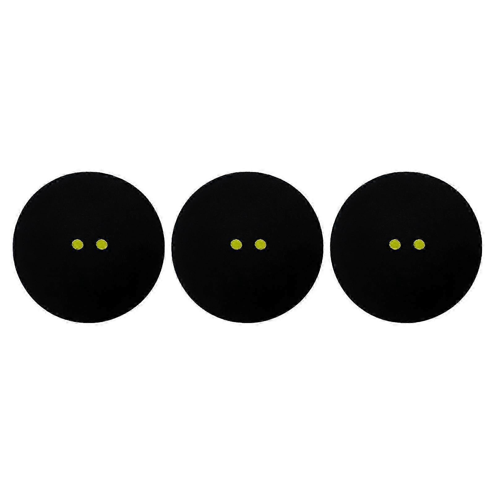3 Pieces of Double Yellow Dot Squash Balls for Club-Level Squash Racket Games and Competitions