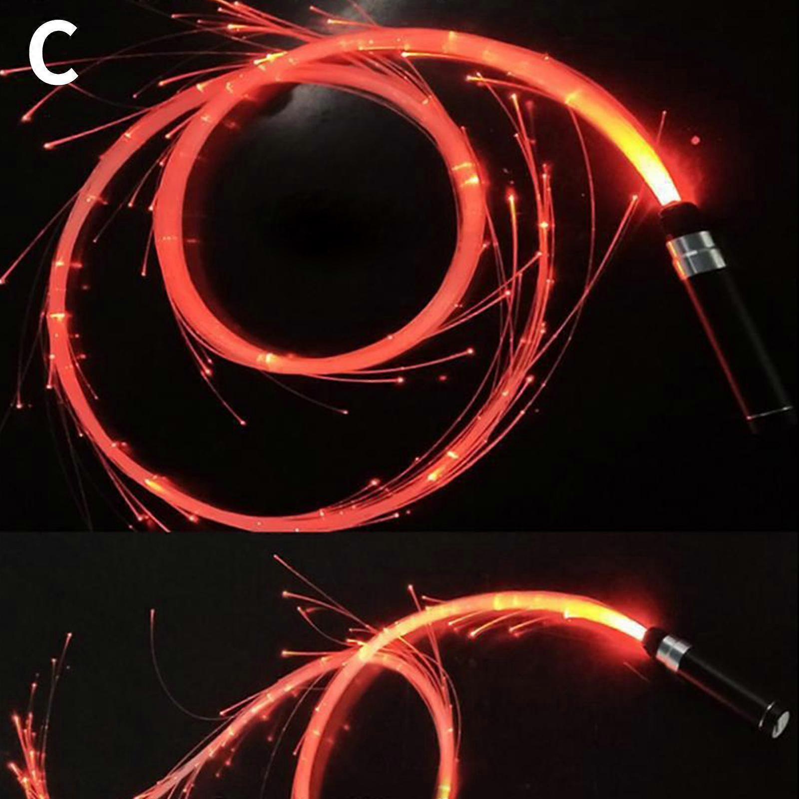 LED Fiber Optic Whip 6ft Rechargeable 360 Rotation 3 Light Modes USB Portable Glow Party Festival Dance Toy with Phone Charging