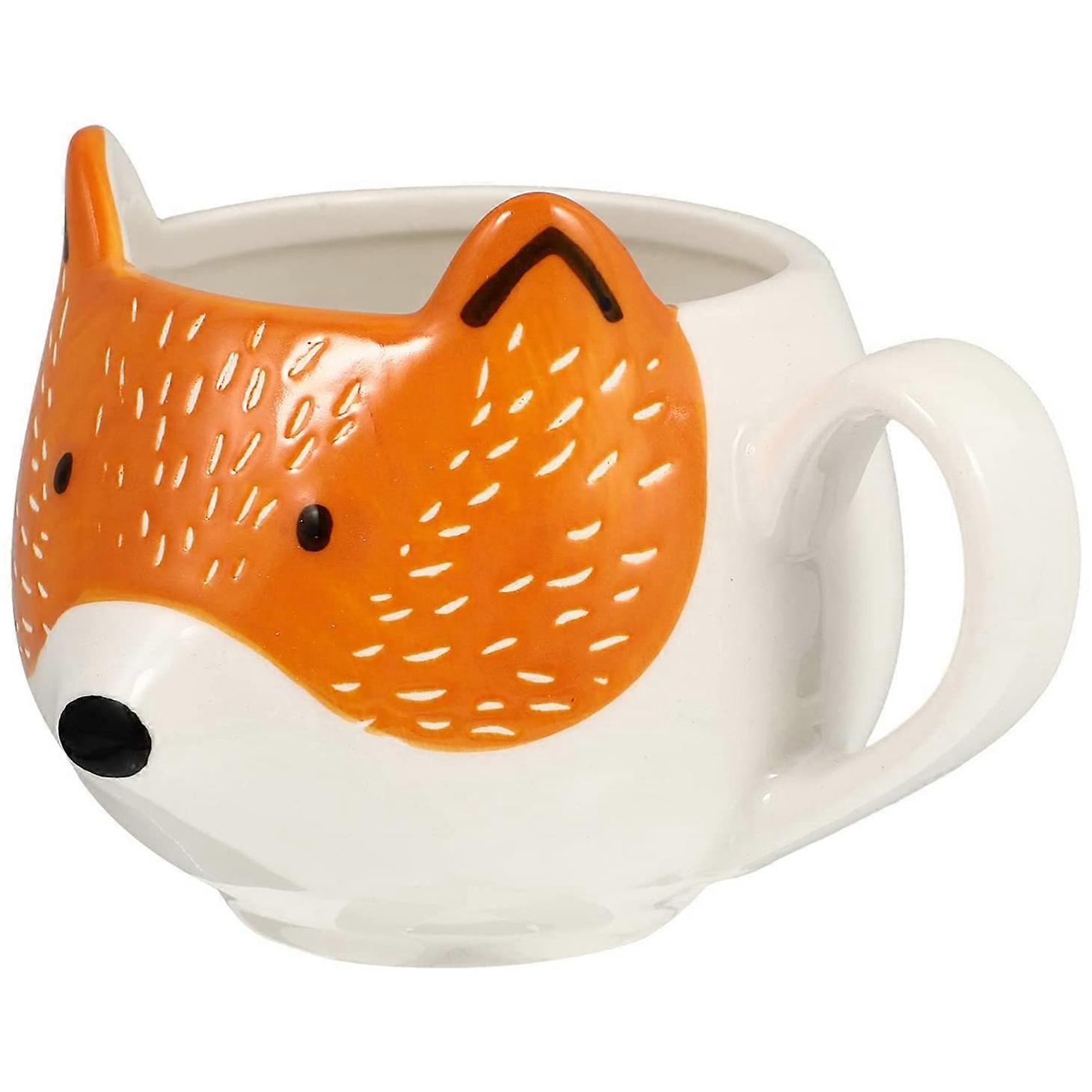 Ceramic Coffee Cup Cartoon Fox Shaped Cup Animal Pattern Home Kitchen