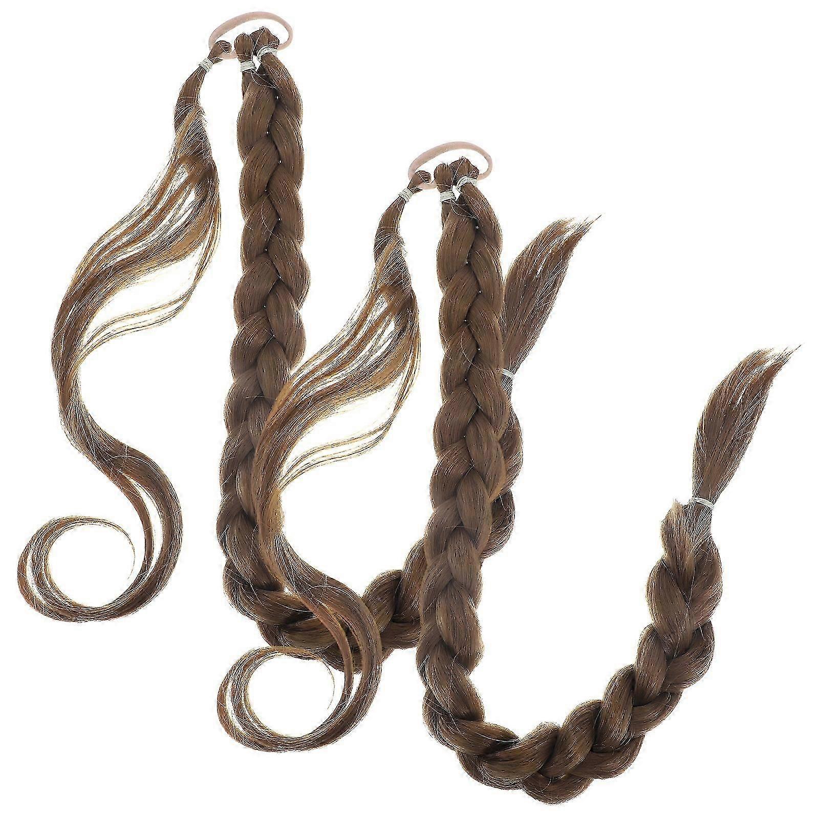 2pcs Extension de queue de cheval Femme Extension de cheveux tressée Queue de cheval longue tressée Perruque de queue de cheval Yvan