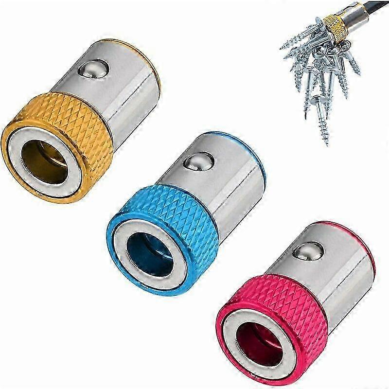 Pack of 6.35mm Magnetic Ring for Suitable Brands' Screwdriver Bits, Made from Durable Aluminum Alloy, Strong Magnetizer for Double Head Scre
