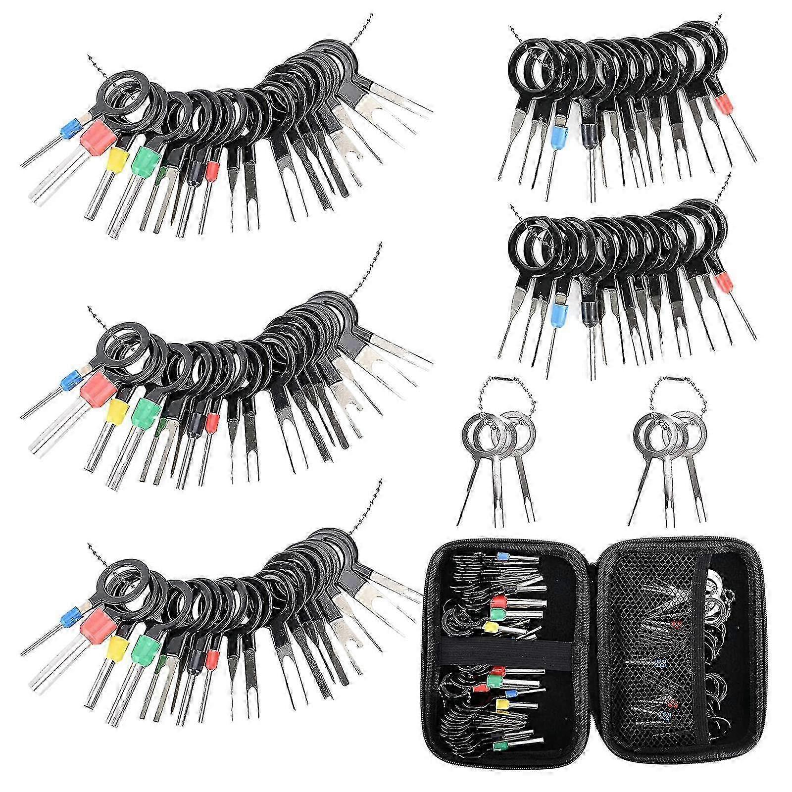82pcs Terminal Removal Tool Kit and Depinning Key Tool Set Suitable for Automotive and Household Devices, Complete with Storage Bag