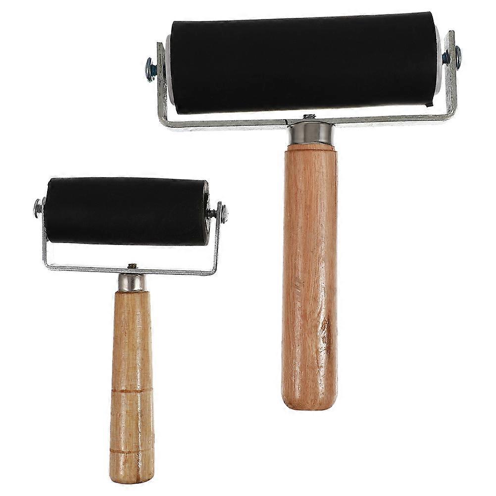 2 Pcs Durable Rubber Drawing Rollers with Handle for DIY Painting – Smooth Surface Application and Professional Results