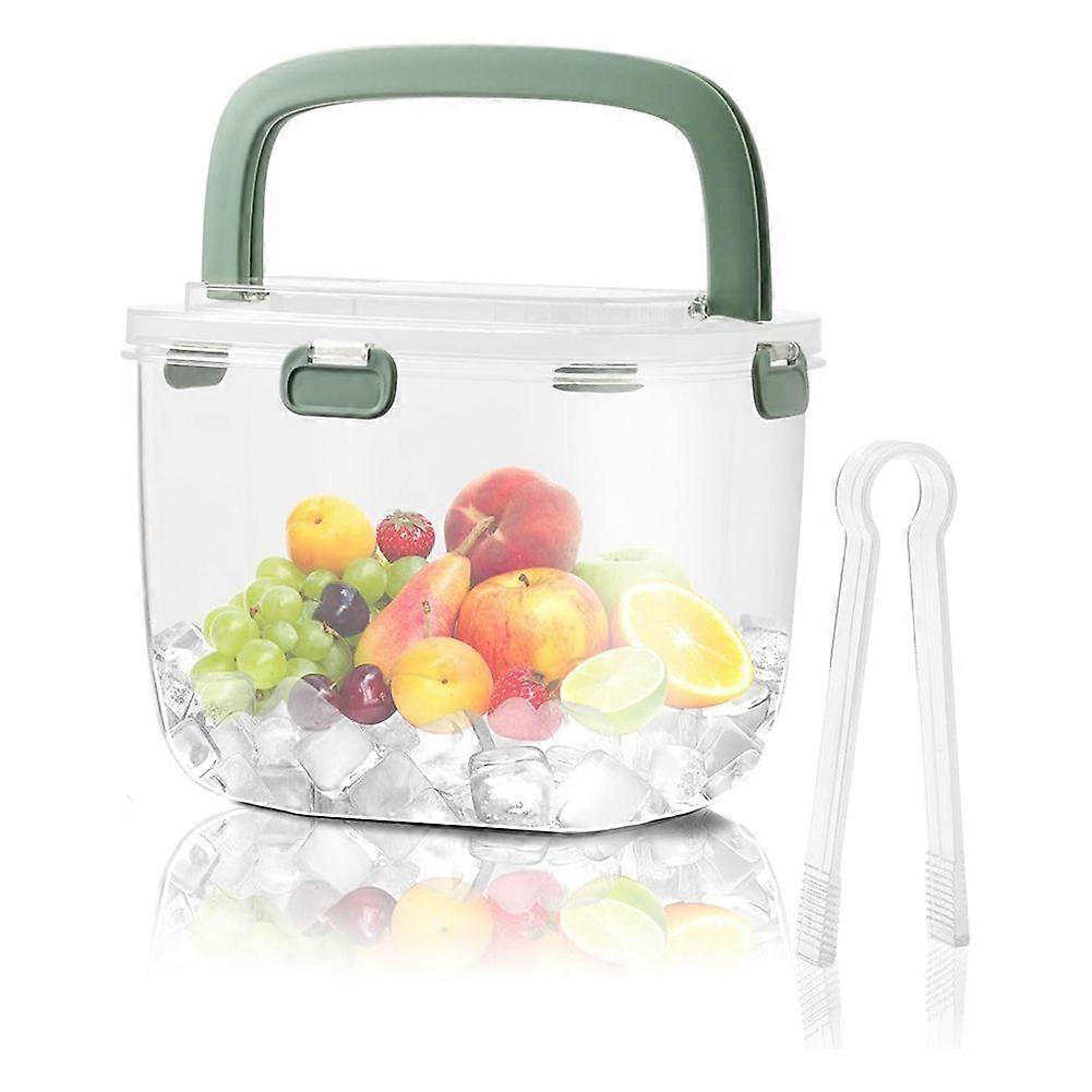 6.7L Ice Buckets for Parties with Lid,Clear Ice Bucket for Outdoor Camping,Plastic Ice Block Storage Bin for Kitchen