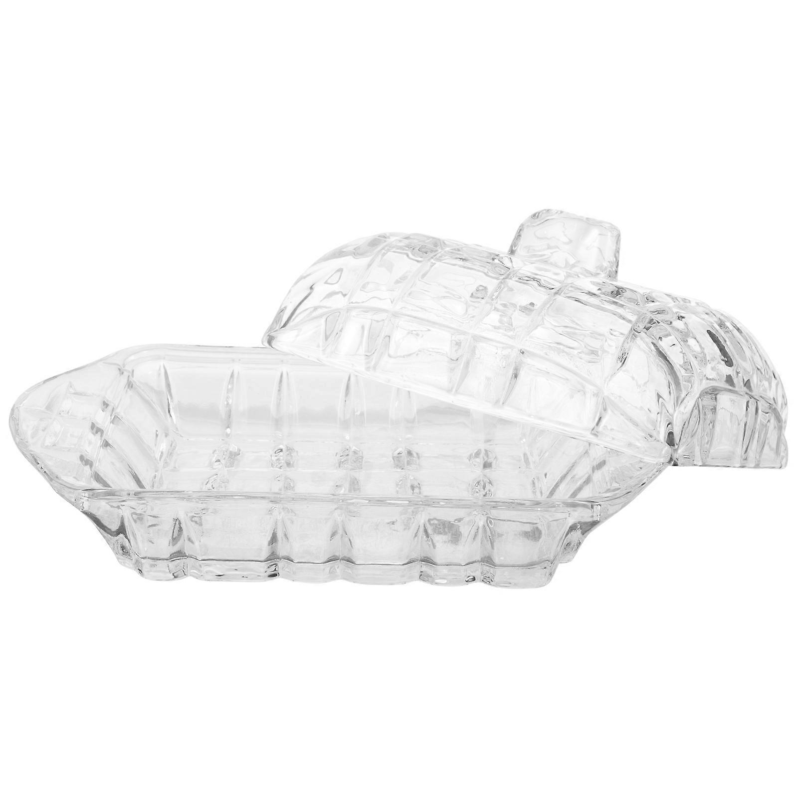 Irregular Glass Dessert Plate Japanese Design Hygienic Restaurant Use 16.8x10.5cm 1Pcs