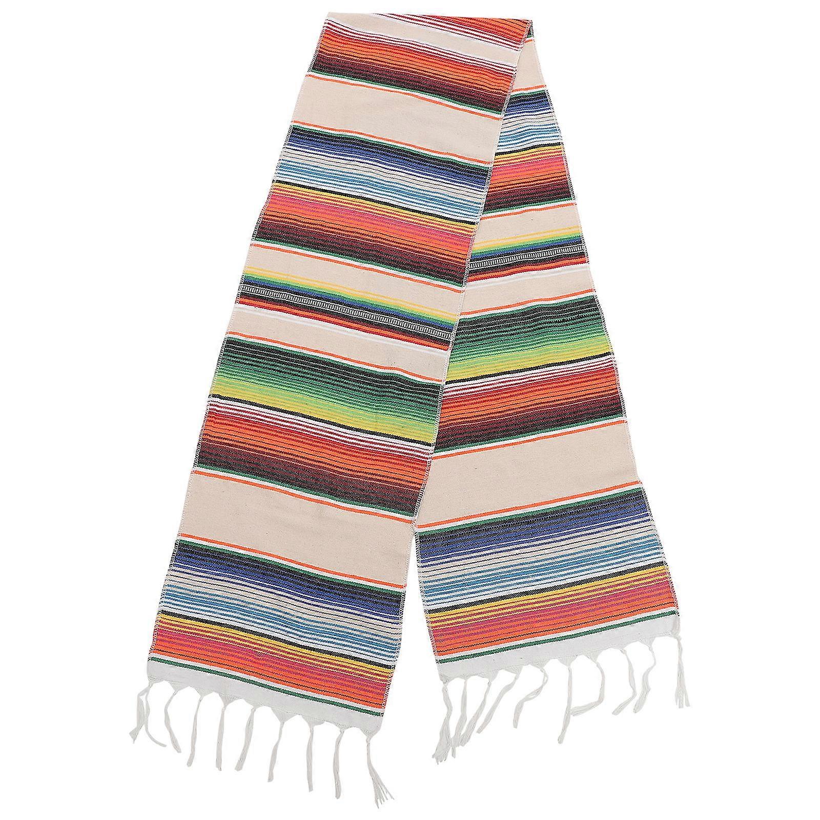 Mexican Runner Table Cloth Rectangular Decorative Dining Table Party Use 215X35X0.1CM Cotton Linen 1Set
