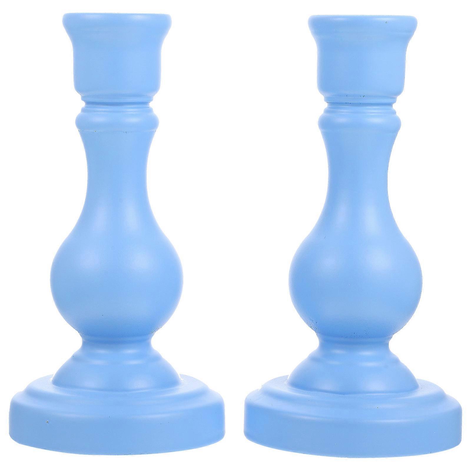 Romantic Dining Table Decor Candle Stand Square Shape Heat Resistant Home Decor 2Set