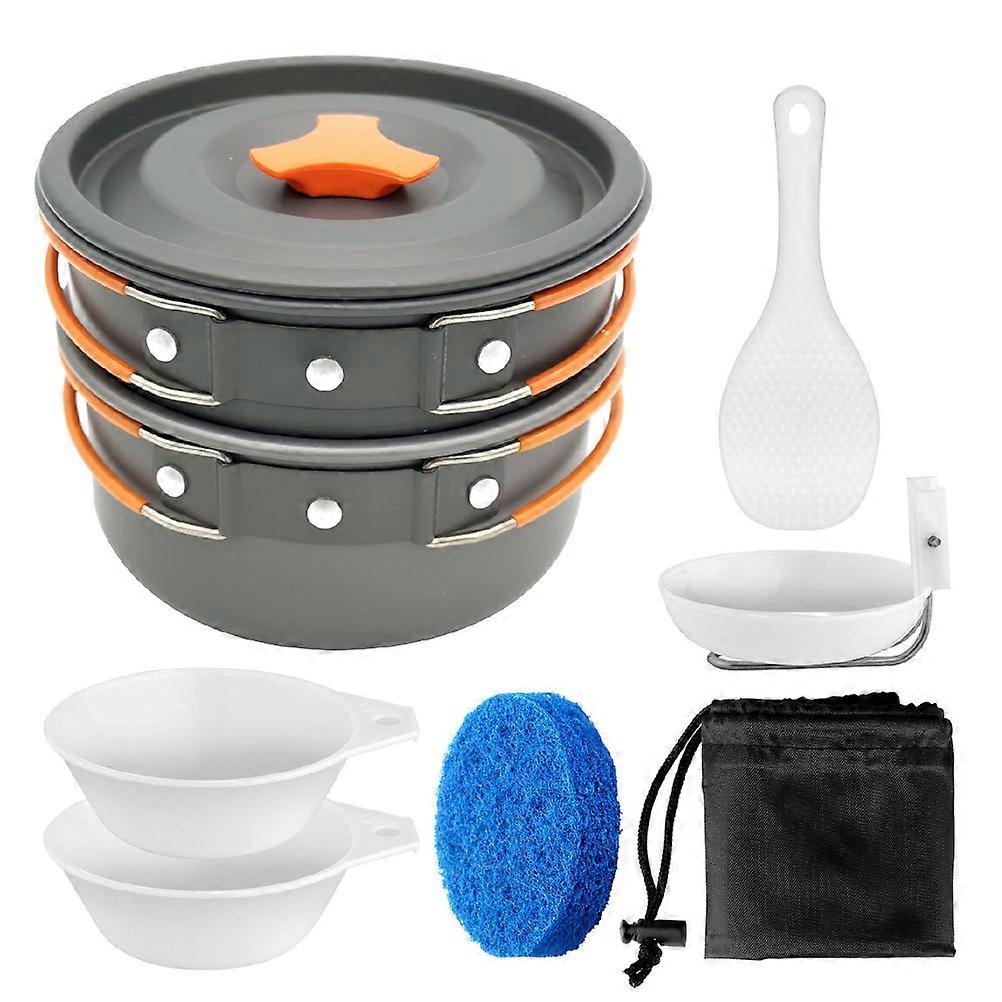 Lightweight Portable Camping Cookware Set with Non Stick Coating, Durable Pot and Skid Handles for Outdoor Cooking, Picnics, Hiking, and Travel