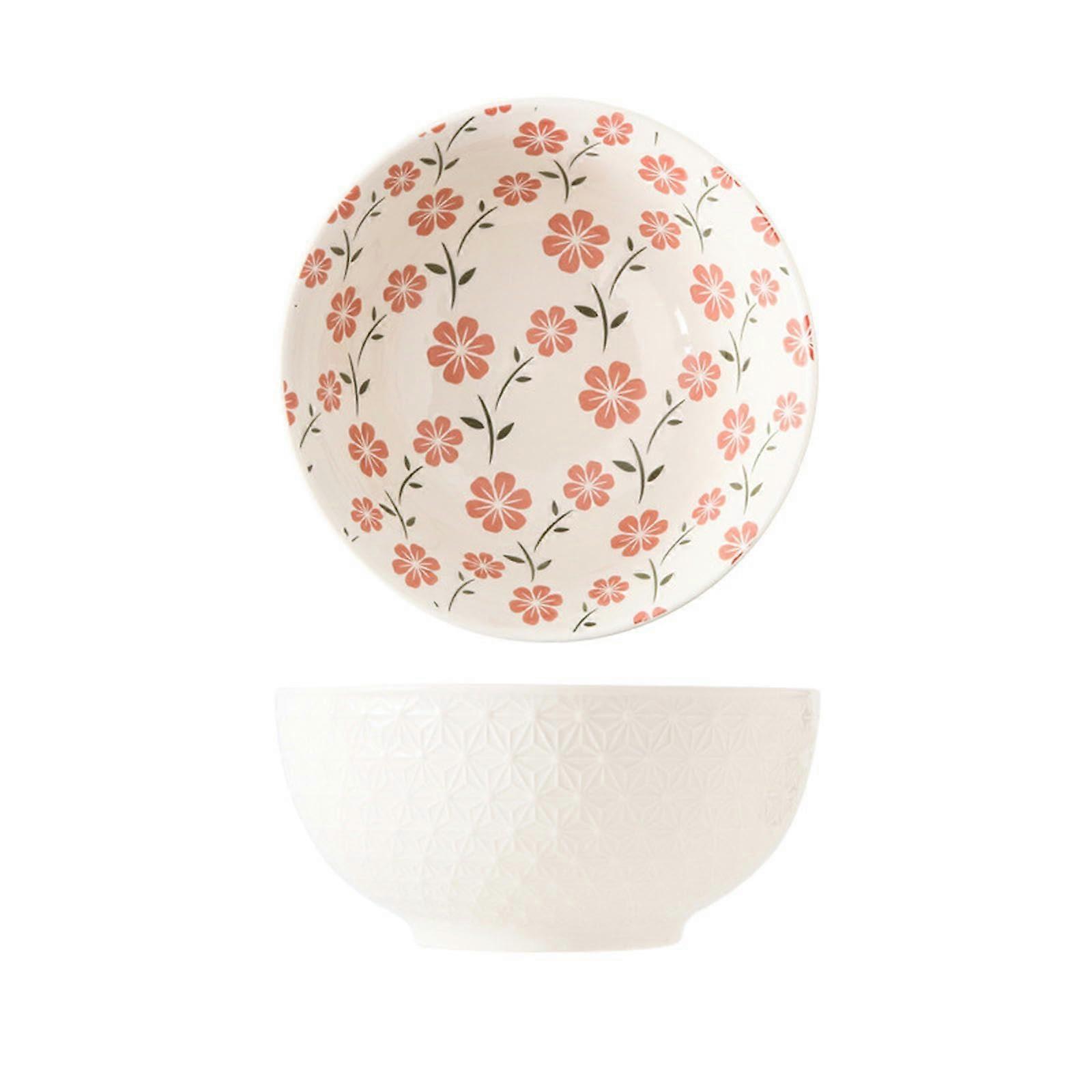 日本の手描きのレリーフアンダーグレーズセラミック食器レストランのための創造的なスープボウル8 'レリーフボウル白い花8 '