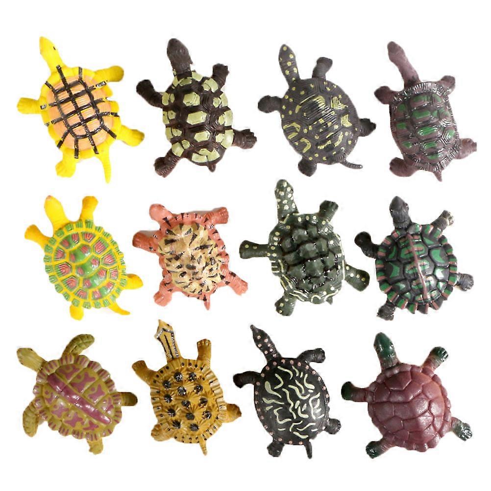 Simulation Animal Model Artificial Turtle Model Living Room Decoration Assorted Color 5.3x3.9x1.9cm Desktop Decoration 12Pcs/Set