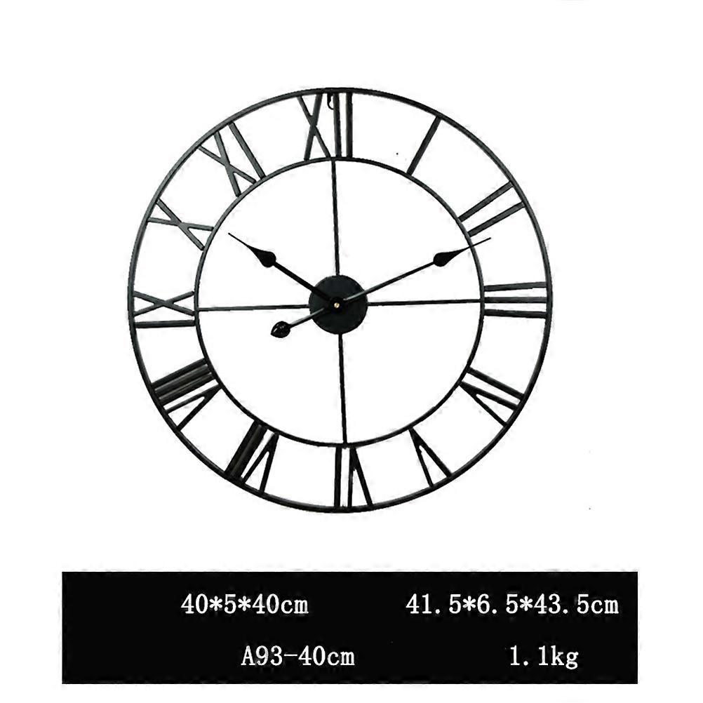 Decorative Wall Clock Silent Iron Simple Home Decor Black 40*5cm Accurate Time Keeping 1Pack