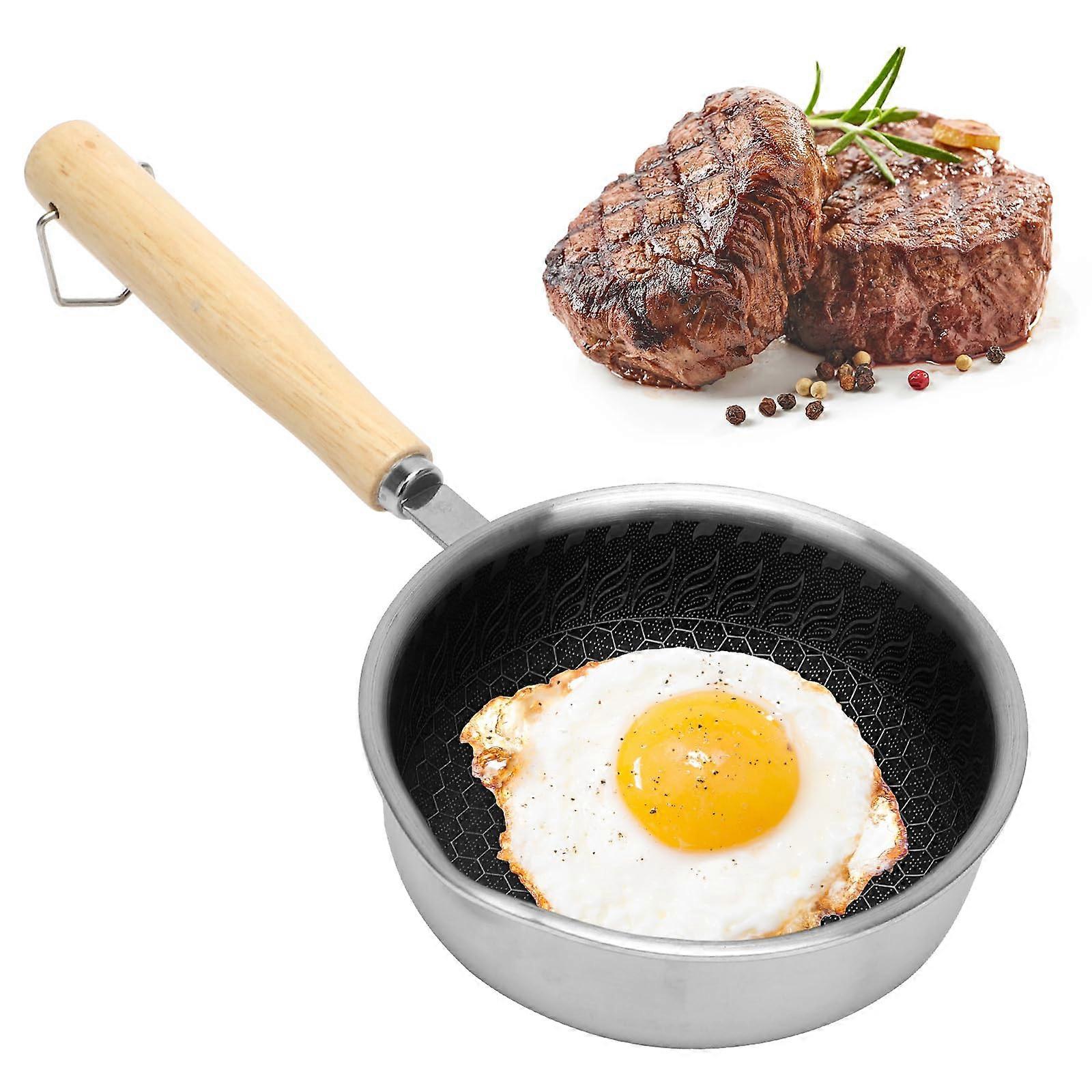 Mini Frying Pan 13 cm Non-Stick Stainless Steel Egg Pan Honeycomb Structure Scratch-Resistant Induction Compatible