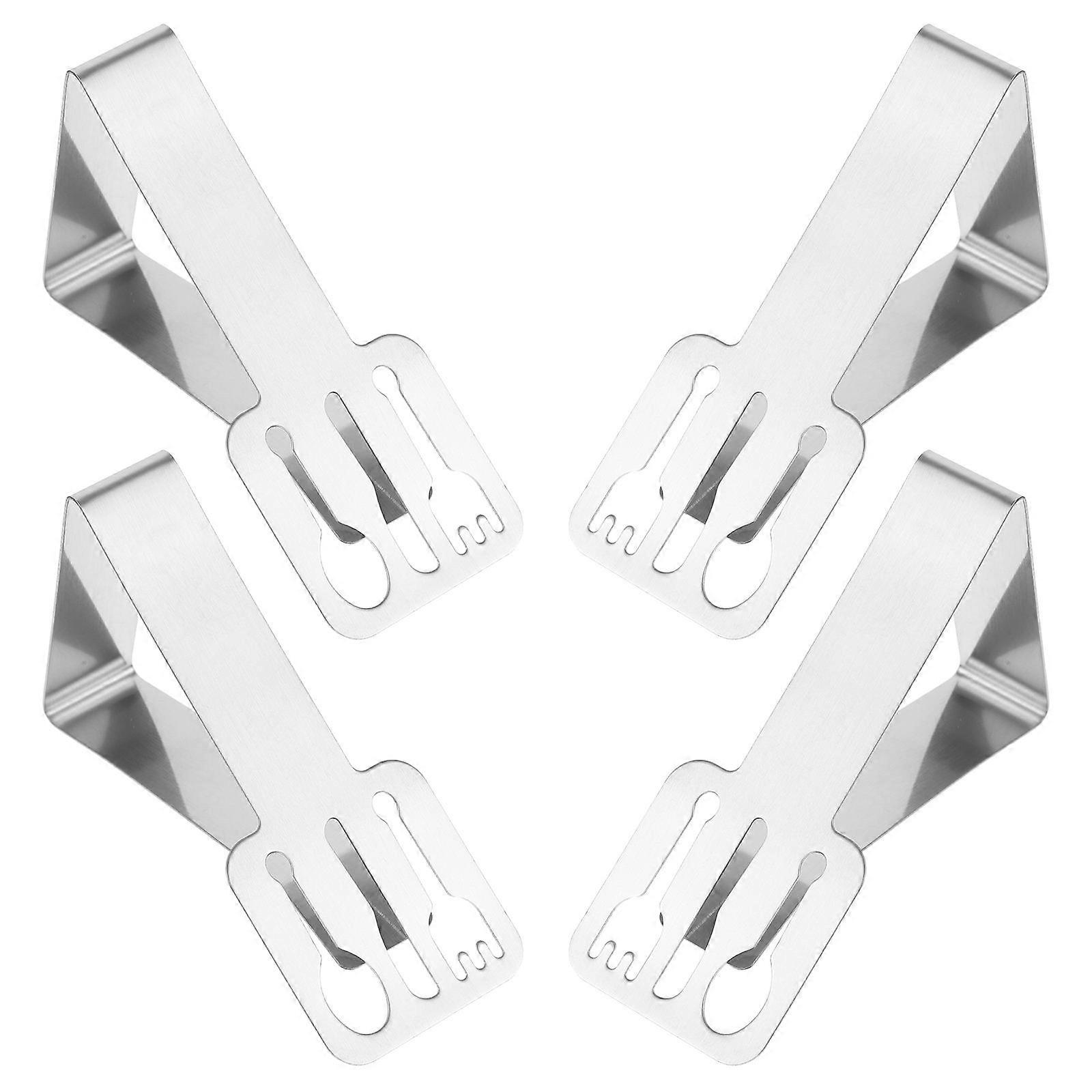 Picnic Table Clip for Tablecloth Stainless Steel Non-slip Windproof Adjustable Clamping for Festival Party Silver 8.2X5X3.3CM 4Pcs