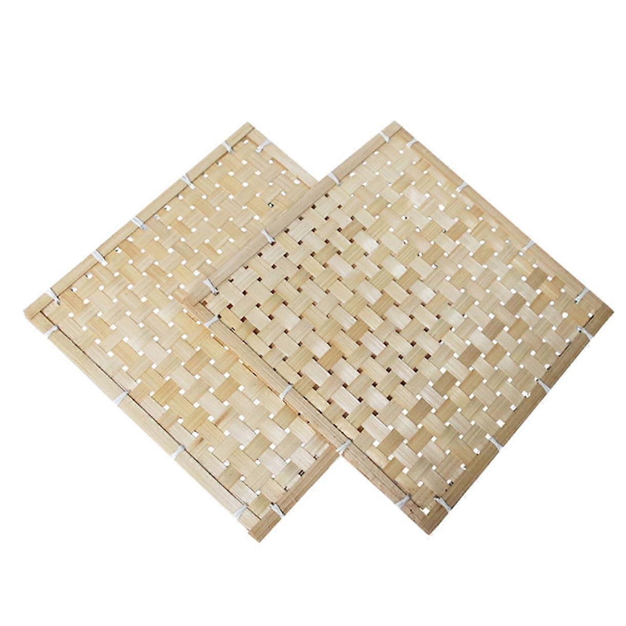 Bamboo Wicker Wall Baskets Set of 2, Rattan Decorative Trays for Bohemian Home Decor, Outdoor LED Display, Handwoven Bamboo Weave