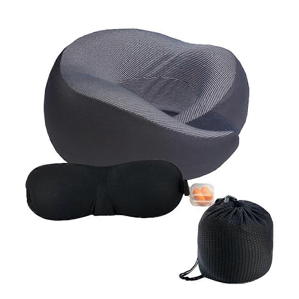 Travel Pillow Memory Foam Neck Pillow With Eye Mask Earplugs Airplane Kit