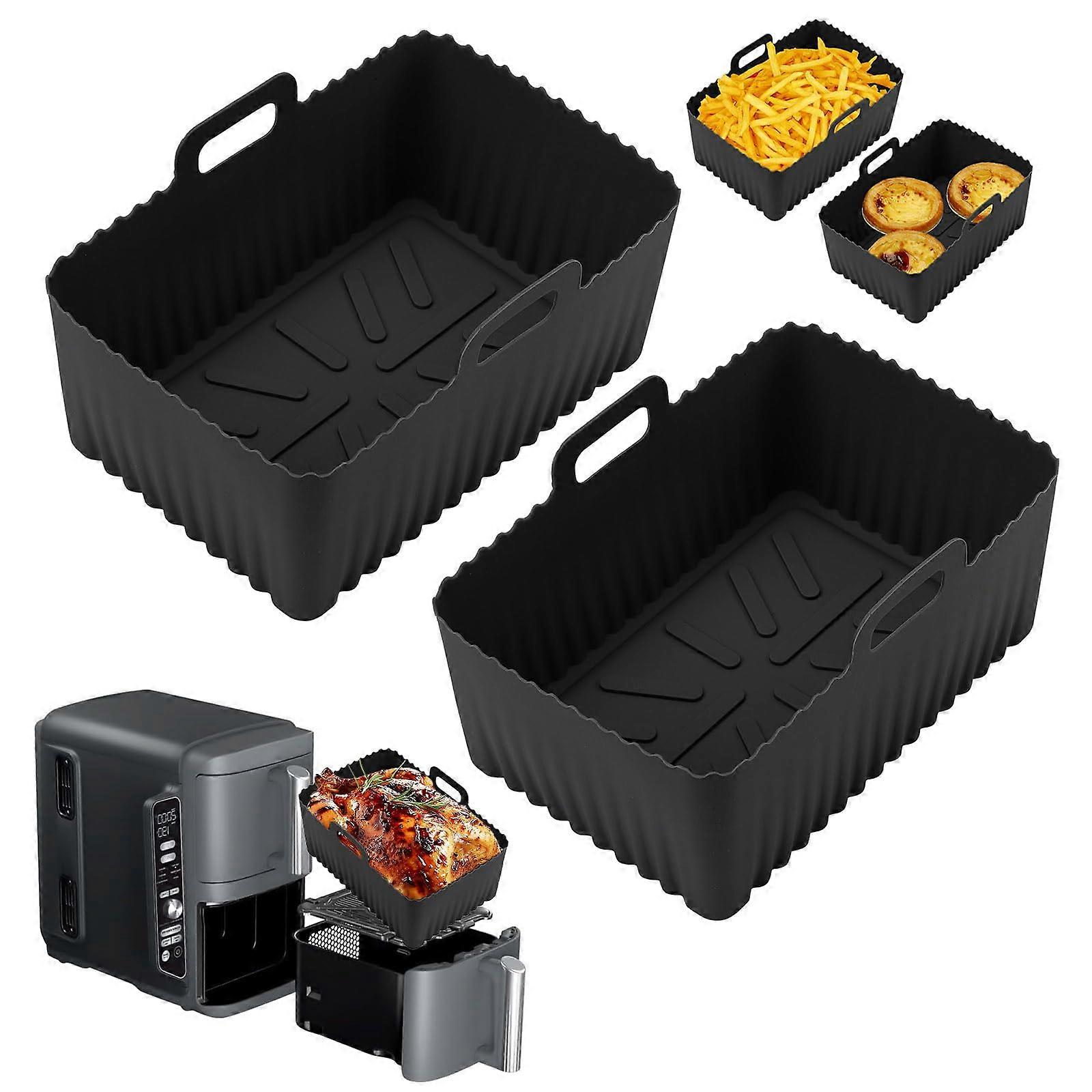 Ninja 9.5L Silicone Mould, Double Stack XL Air Fryer Accessories, 2Pack Black