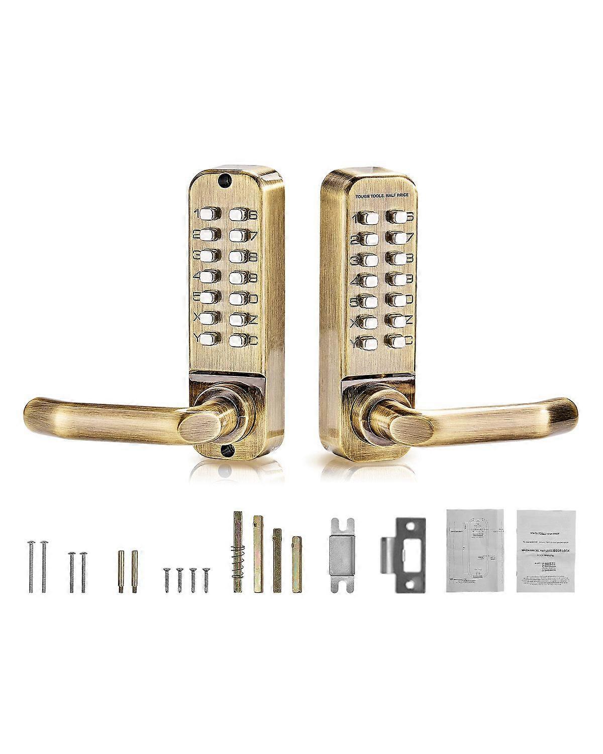 Mechanical Keyless Entry Door Lock, 14 Key Mechanical Door Lock, Mechanical Keypad Door Lock with Handle