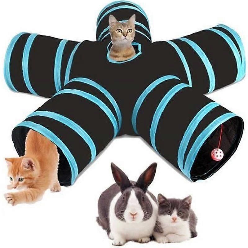 Cat Tunnel - Cat Toy - 5 Collapsible Channels - Blue