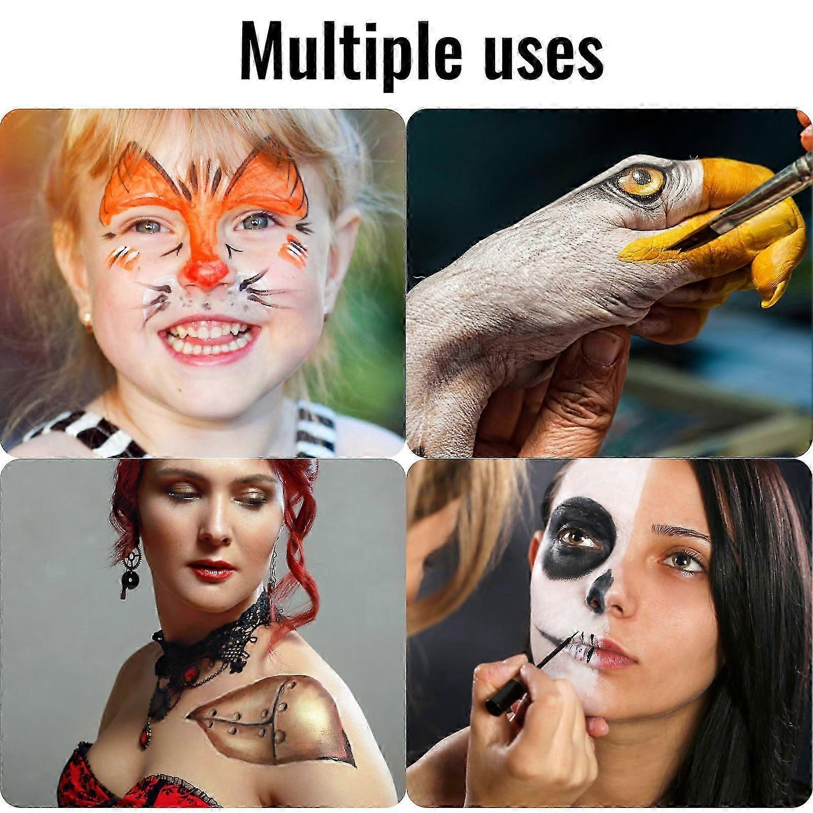 Cadılar Bayramı Cosplay için Toksik Olmayan Yıkanabilir Yağ Bazlı Yüz ve Vücut Boyası - Yetişkinler ve Çocuklar İçin Güvenli Dövme Makyajı