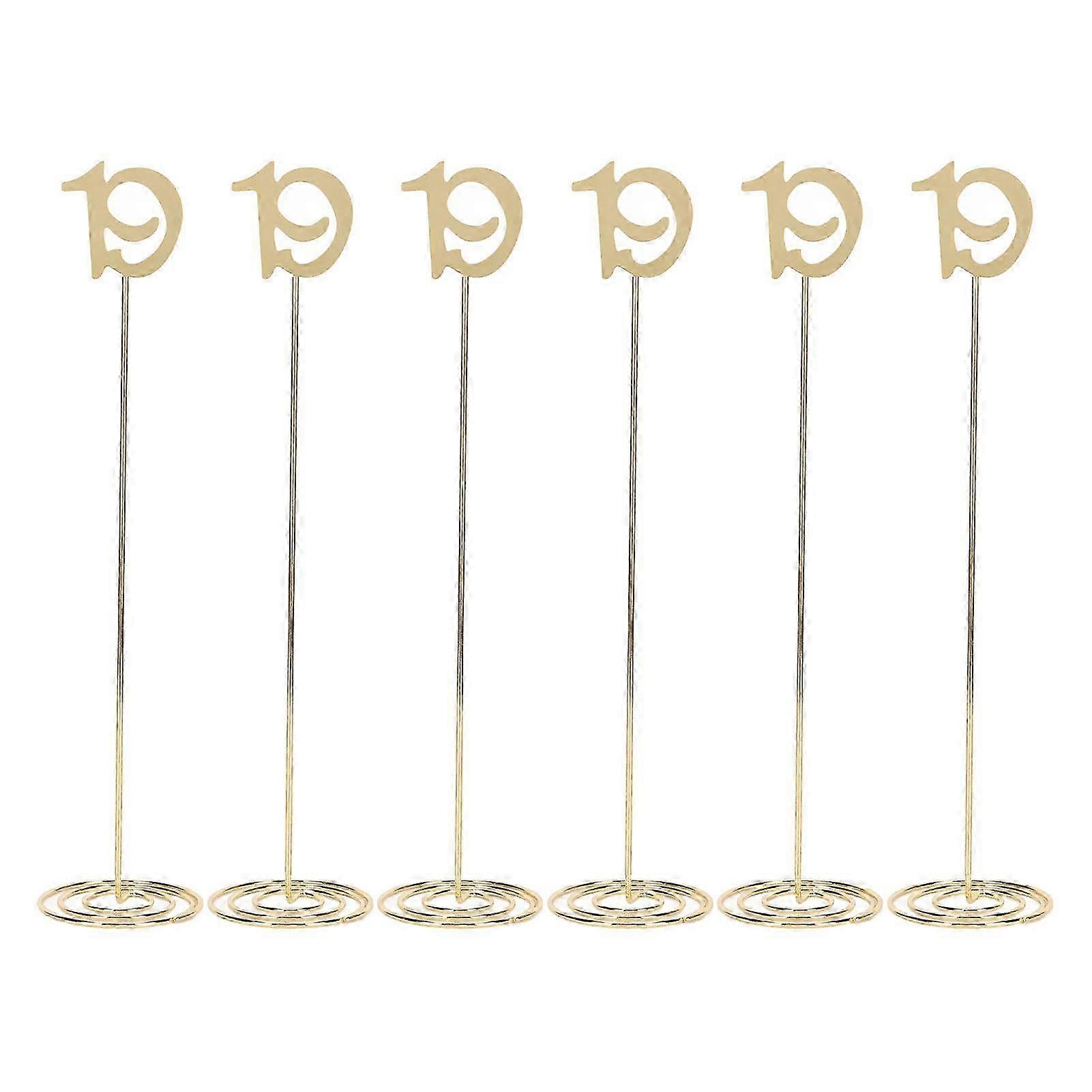 6pcs Innovative Cute Electroplating Metal Table Number Holders for Weddings Parties and Events Number 19