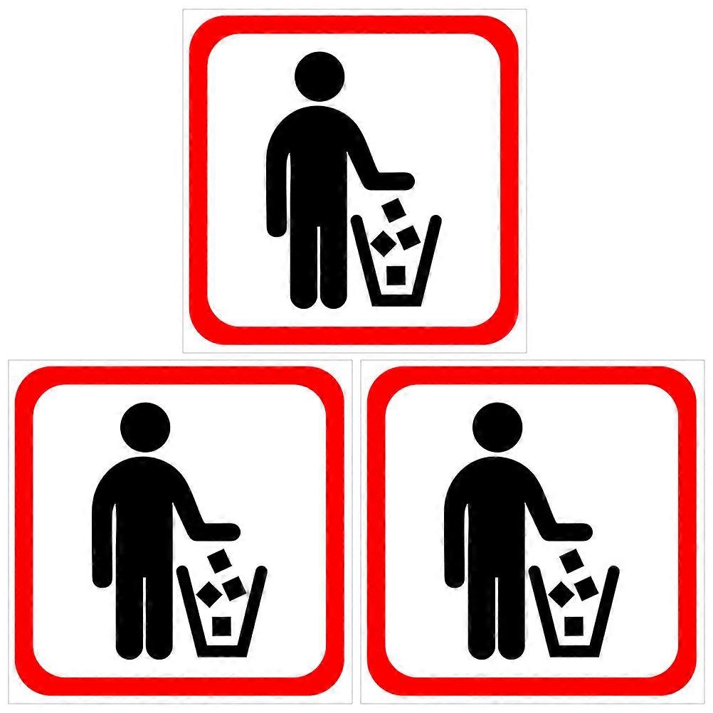 Trash Sticker For Home Yard Waste Sign Sticker Adhesive Decoration Square 3Pack