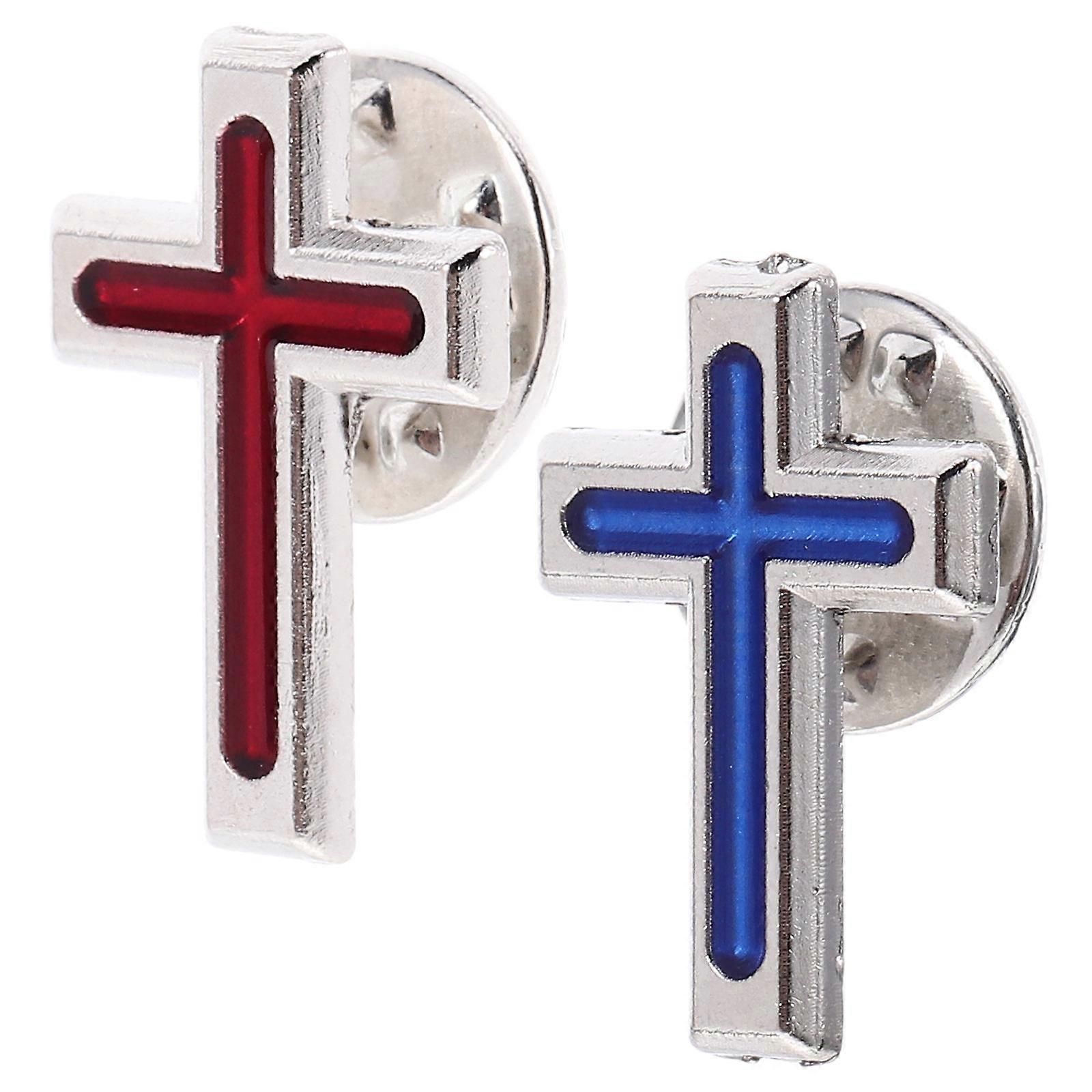 Dini Broş Haç Şekli Dekoratif Ürün Erkekler İçin Hristiyan Haçı İsa 2Pcs