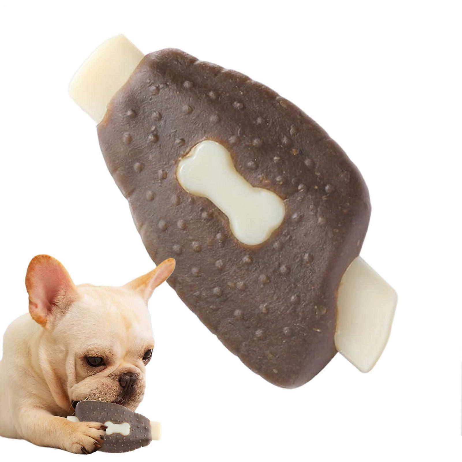 Aggressive Chewers Dog Toys Indestructible Beef Flavor Chew Toy For Large Dogs - Interactive Oral Care Toy Light Brown