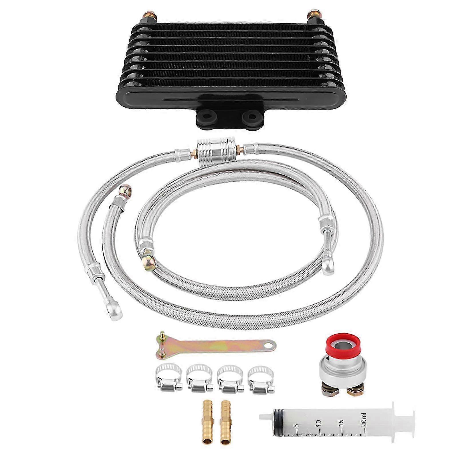 125Ml Oil Cooler Engine Oil Cooling Radiator System Kit For Gy6 100cc?150cc Engine Black