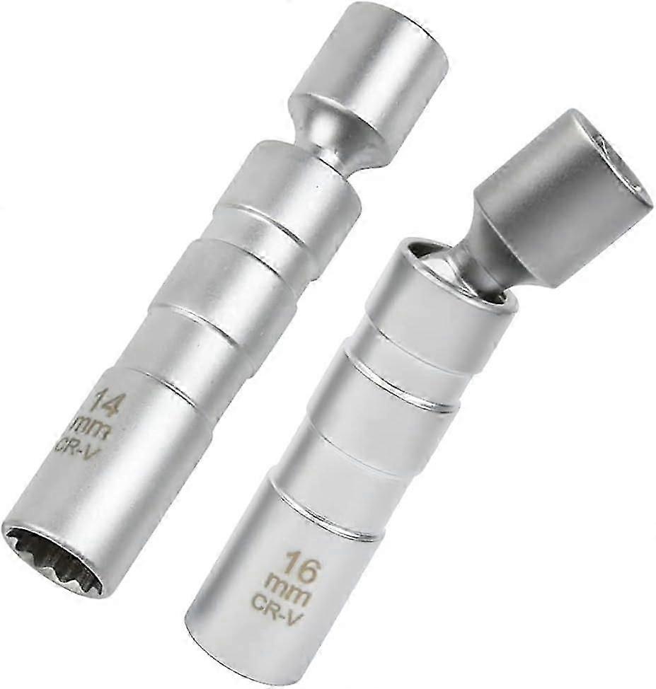 2pcs 14mm/16mm Spark Plug Wrench,Spark Plug Removal Wrench,Removal Tool,Spark Plug Socket Wrench,12 Point Magnetic Drive for More Automotive