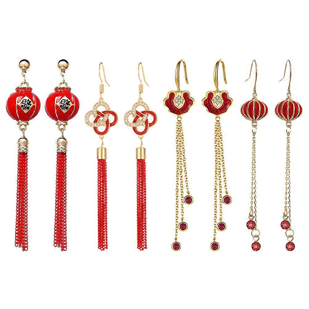 Bead Tassels Dangle Earrings Drop Shape Alloy Material Parties Banquets 4Pairs