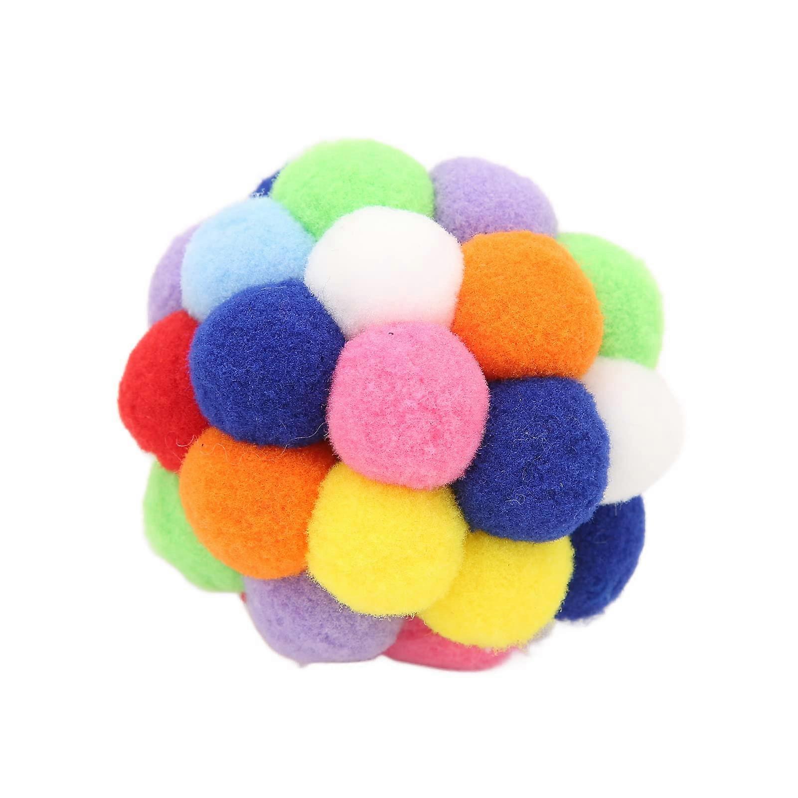 Cat Pom Pom Balls Soft Interactive Colorful Cat Toys With Bells For Indoor Cats And Kittens Promotes Active Play