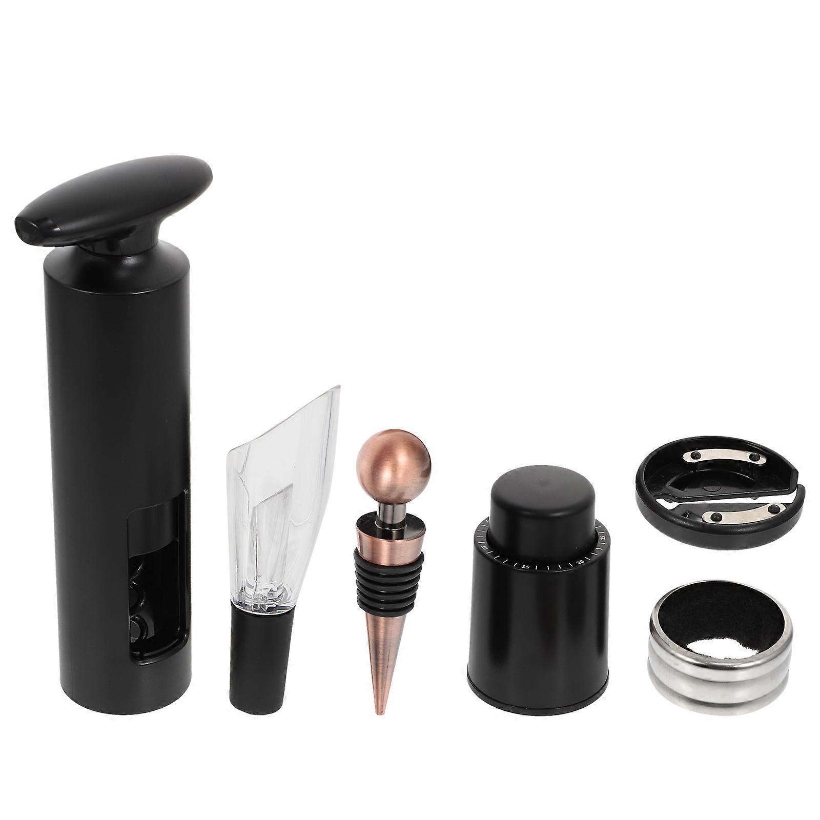 Wine Accessory Set with Aluminum Alloy and ABS Material for Wine Lovers Black 6pcs