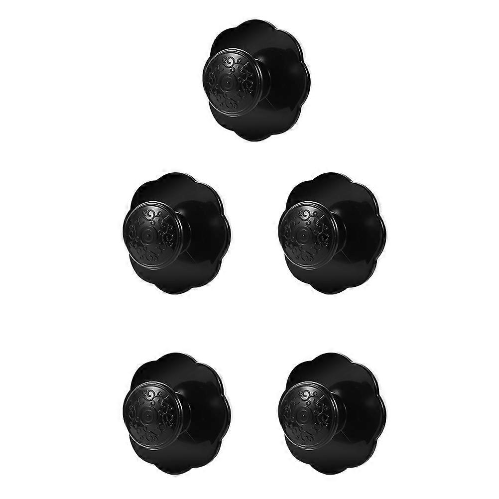 Black ABS Cabinet Door Knob for Home Use Practical and Modern 5 Pieces No Punching Sticky Type