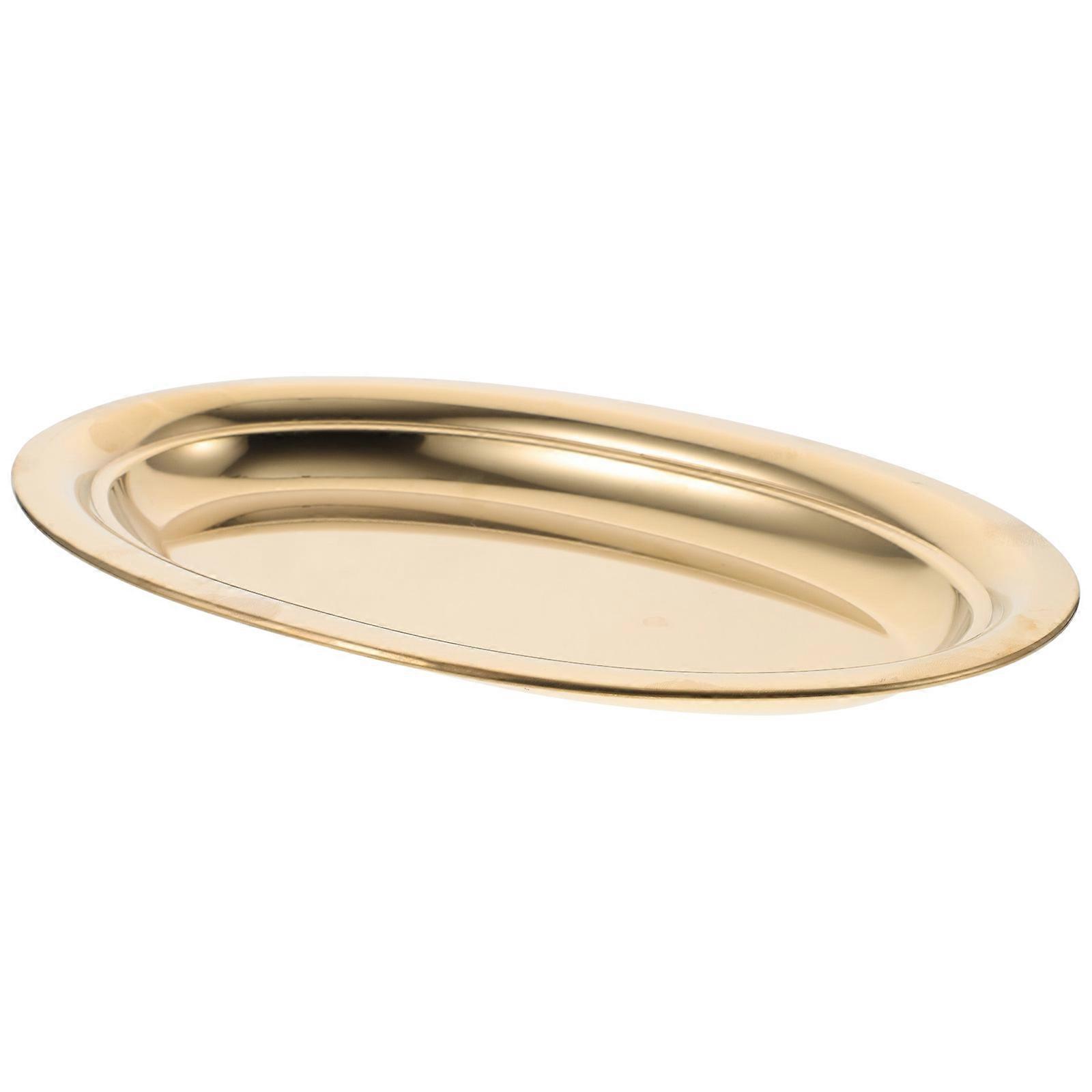 Stainless Steel Oval Serving Plate for Snacks, Desserts, Fruits, Meats – Easy to Clean, Compact Storage for Home & Camping Use