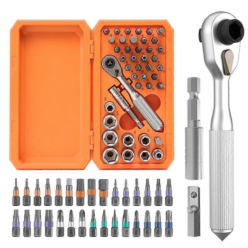 42-In-1 Ratchet Wrench Tool Set With Interchangeable Bits And Compact Design For Home And Auto Repair