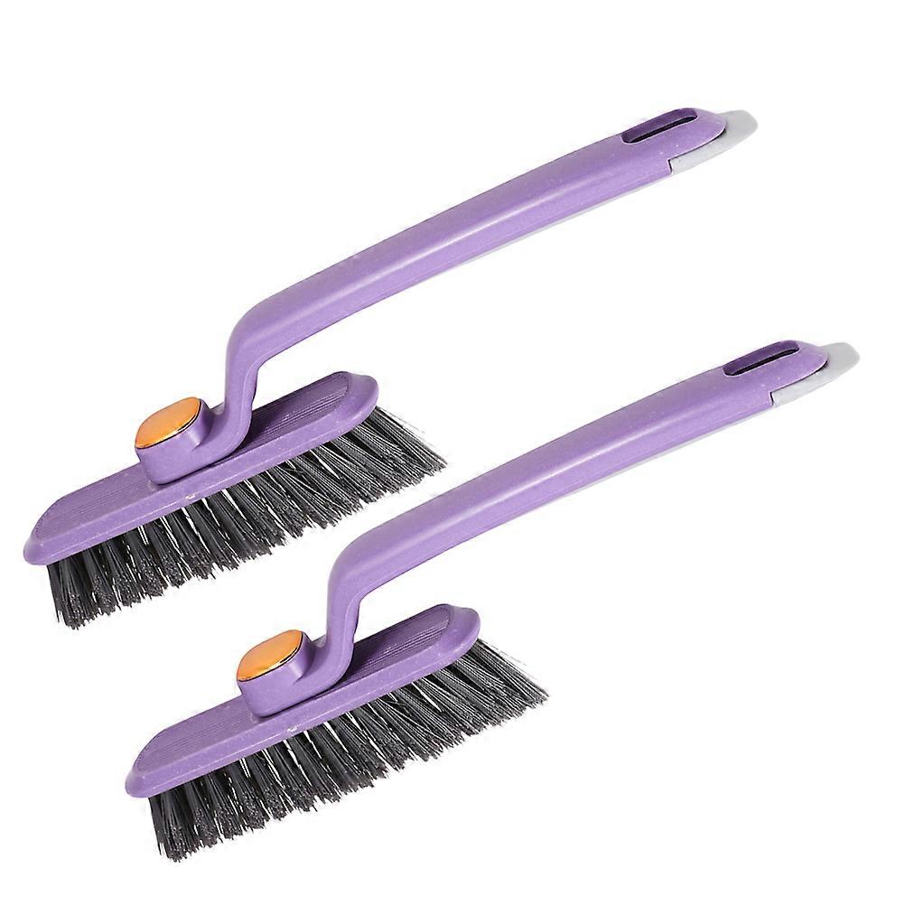 Multifunctional Purple Rotating Crevice Cleaning Brush for Home with Long Handle and Soft Bristles